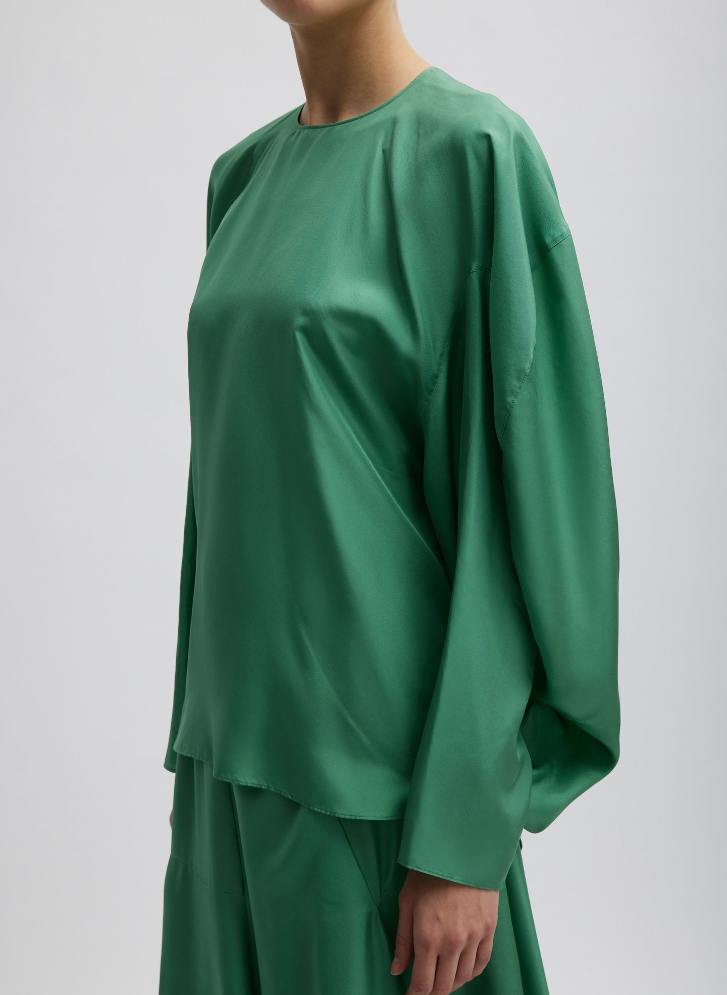 Silk Habutai Circular Top - Green Tea-1