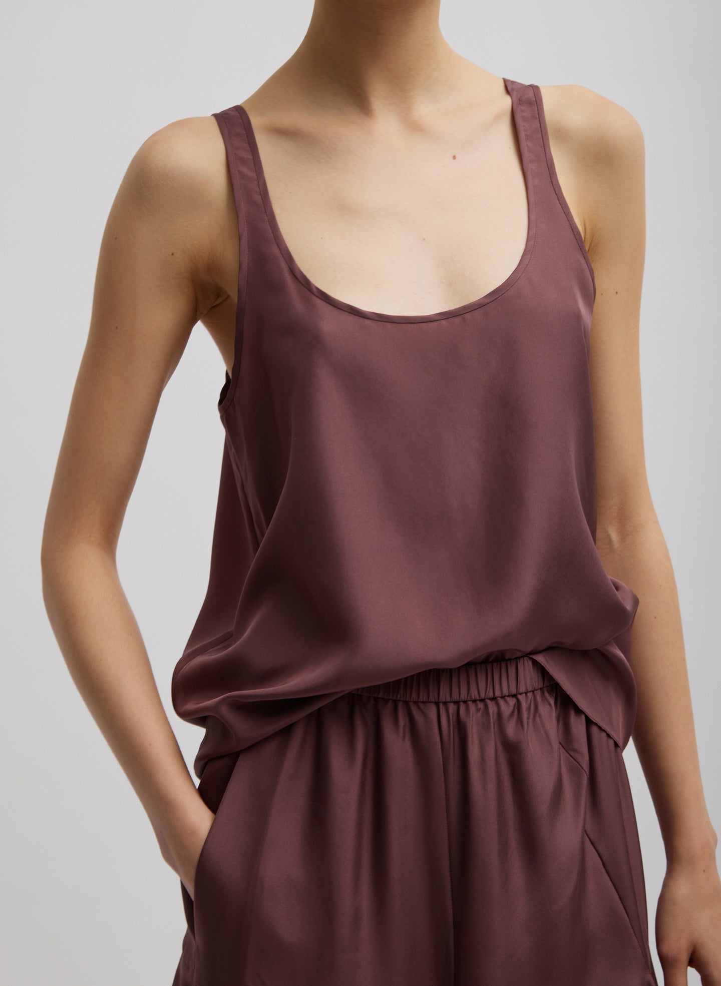 Silk Habutai Tank Top - Cinnamon-1