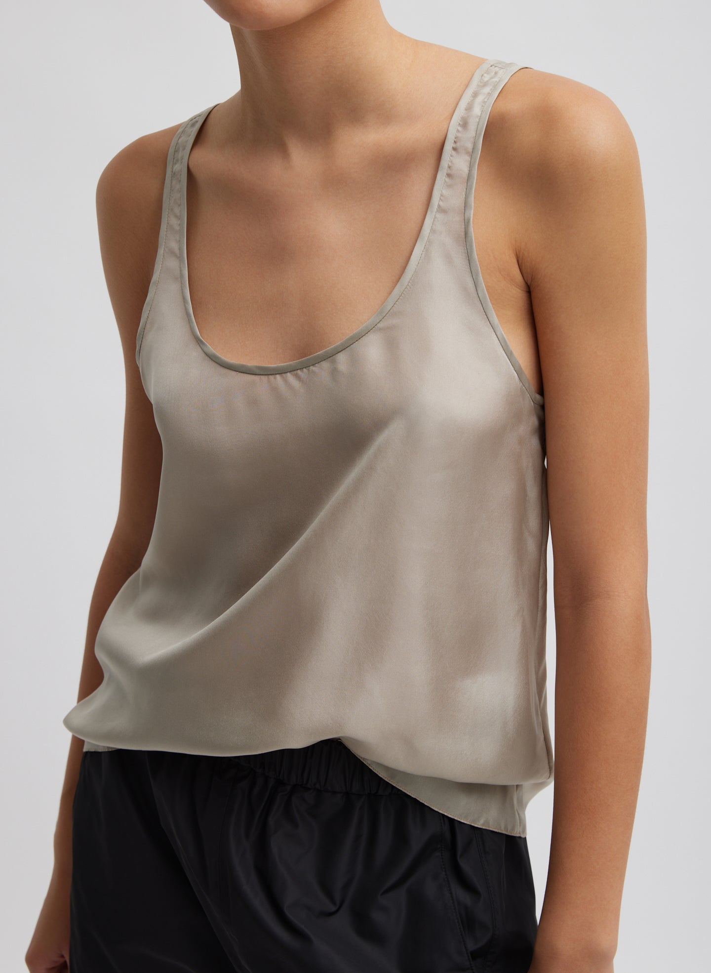 Silk Habutai Tank Top - Light Stone-1