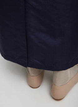 Silk Nylon Maxi Skirt Navy-3