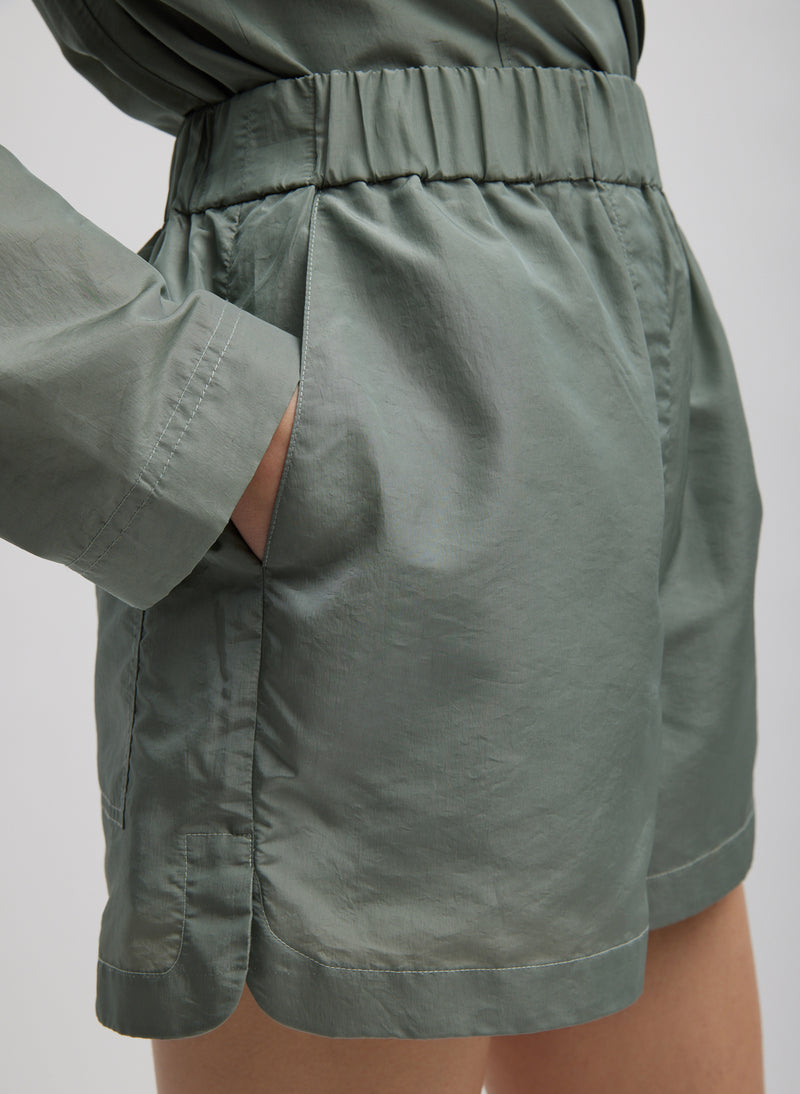 Silk Nylon Pull On Shorts Pumice Grey-1