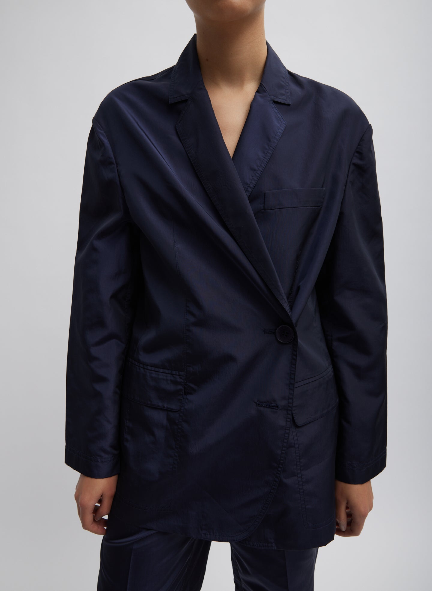 Silk Nylon Liam Blazer - Navy-1