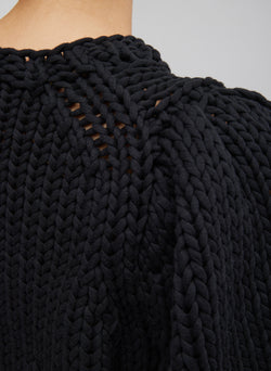 Deluxe Tube Yarn Sweater Mini Puff Pullover Black-2