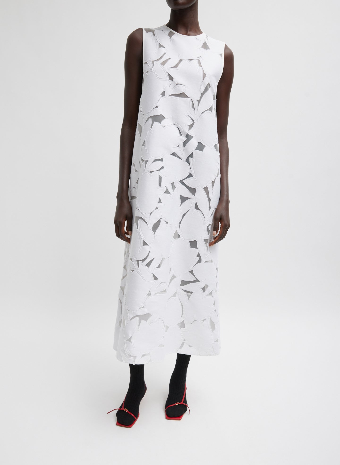 tibi fil coup midi dress Tibi Dahlia Fil Coup Woven Midi Dress In White