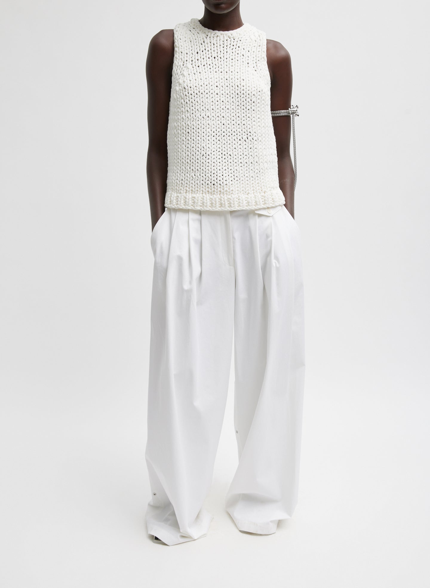 Bio Twill Triple Pleat Pant - Optic White-1