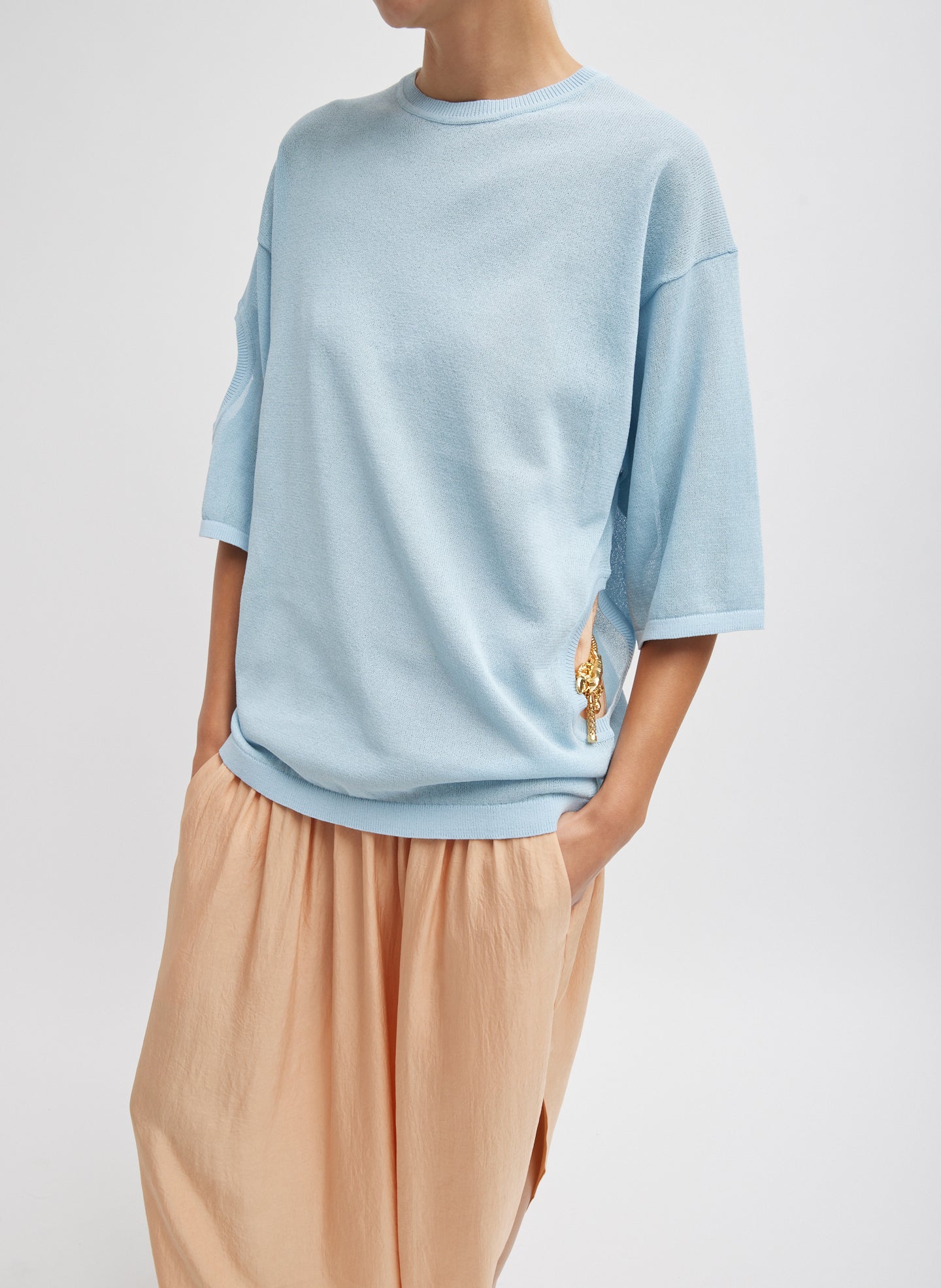 Crispy Sweater Oversized Easy T-Shirt - Baby Blue-1