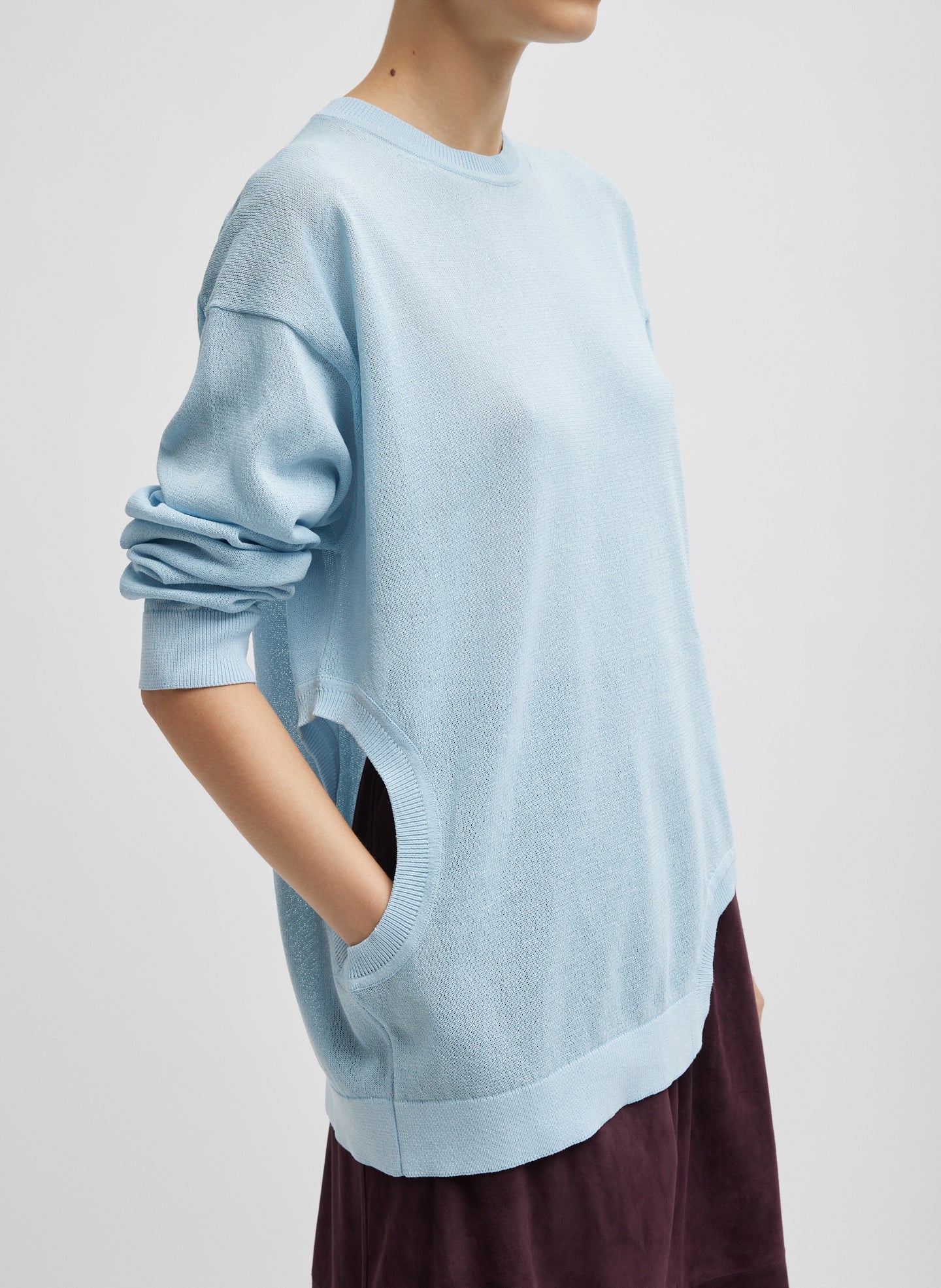 Crispy Sweater With Cut Out Detail - Baby Blue-1