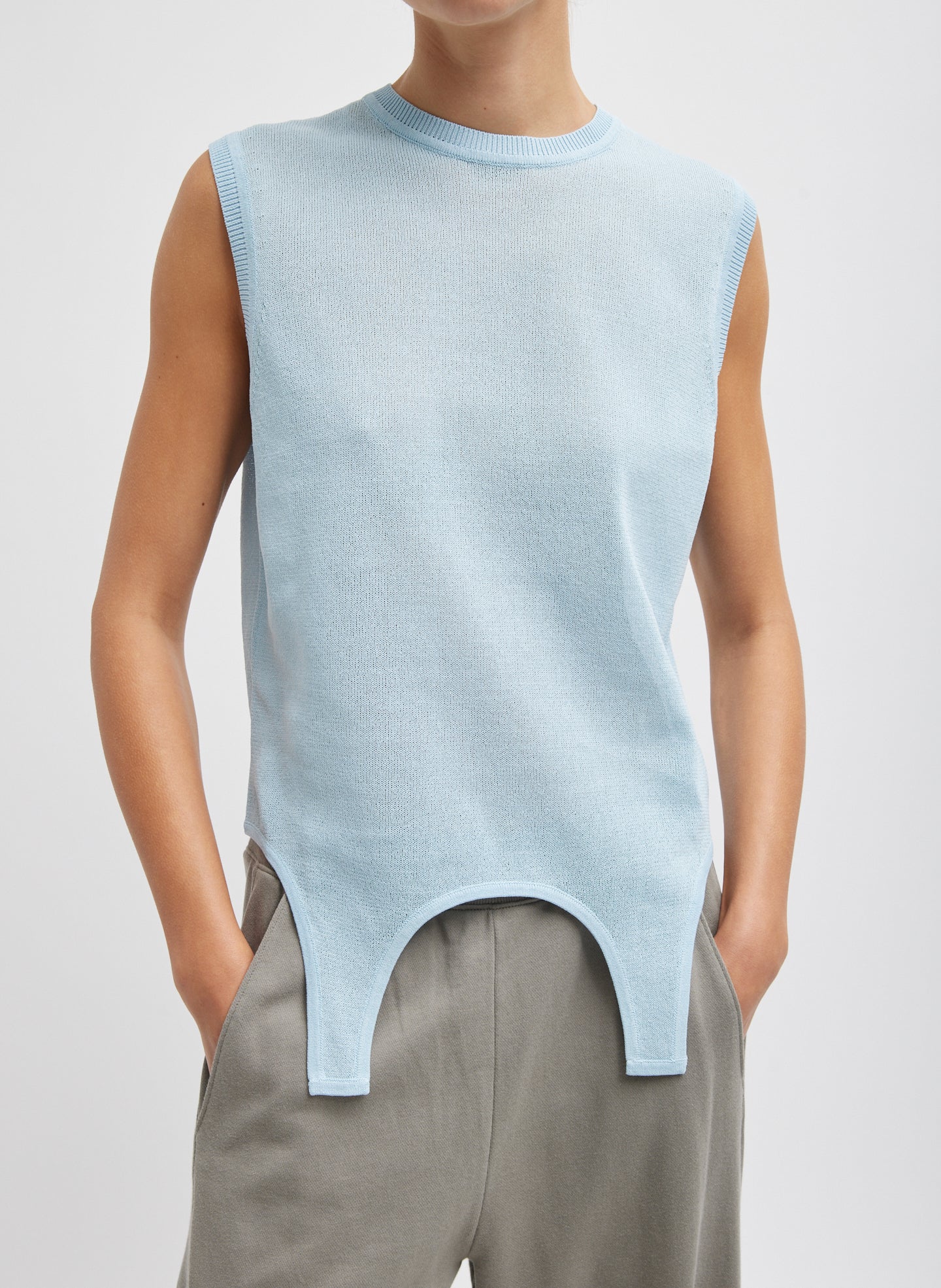 Crispy Sleeveless Sweater - Baby Blue-1