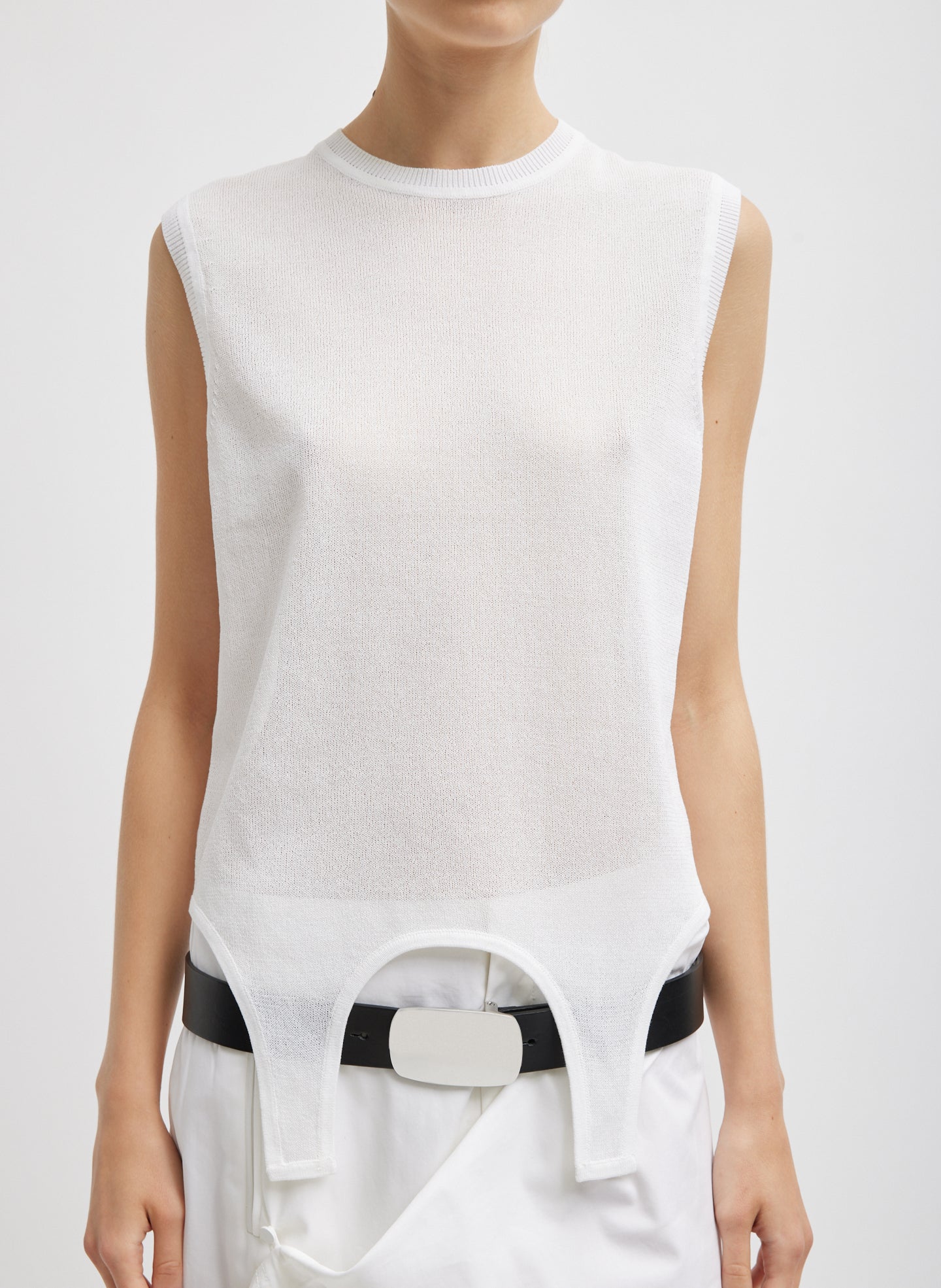 Crispy Sleeveless Sweater - Optic White-1