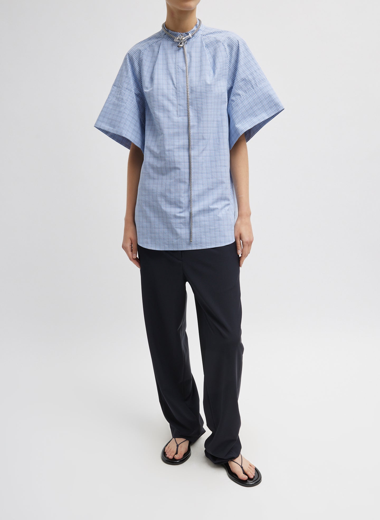 Franklin Check Raglan Tucked Short Sleeve Shirt - Blue Multi-1