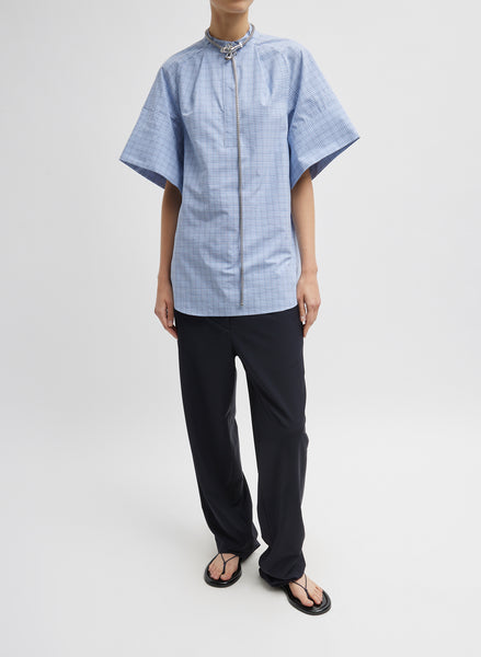 Franklin Check Raglan Tucked Short Sleeve Shirt – Tibi Official