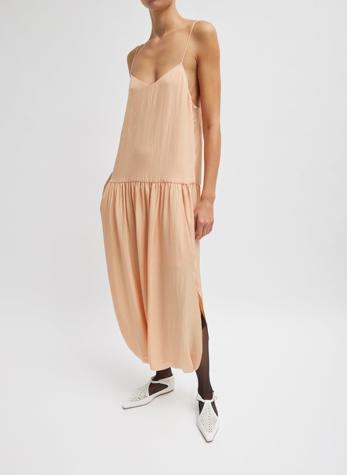 Pink Buff / 00 / S125LP1630 Spring Acetate Strappy Jalouise Dress Pink Buff / 00 / S125LP1630 Spring Acetate Strappy Jalouise Dress