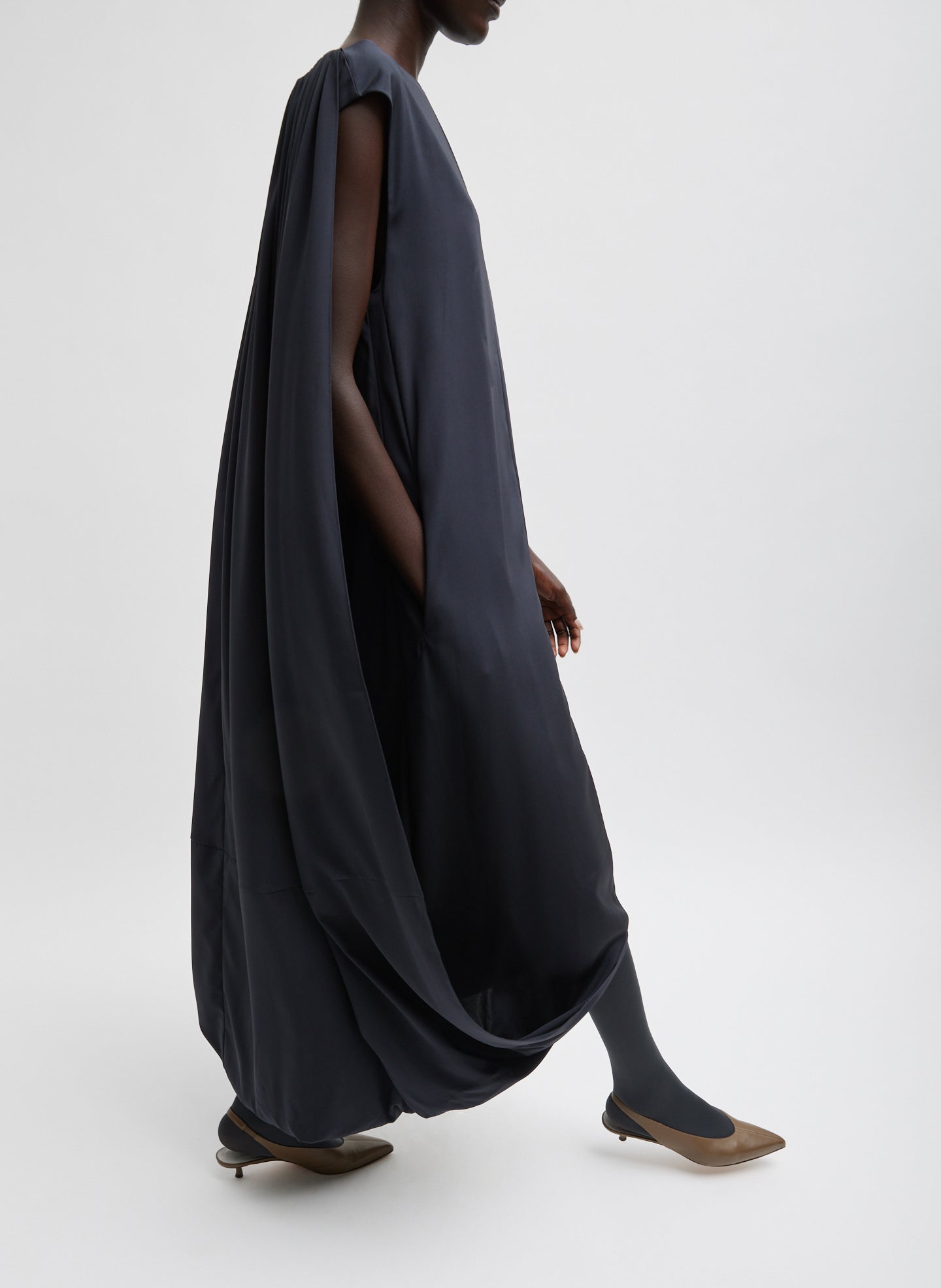 Stretch Silk Nylon Wide Neck Cape Dress Tibi Official Stretch Silk Nylon Wide Neck Cape Dress Tibi Official