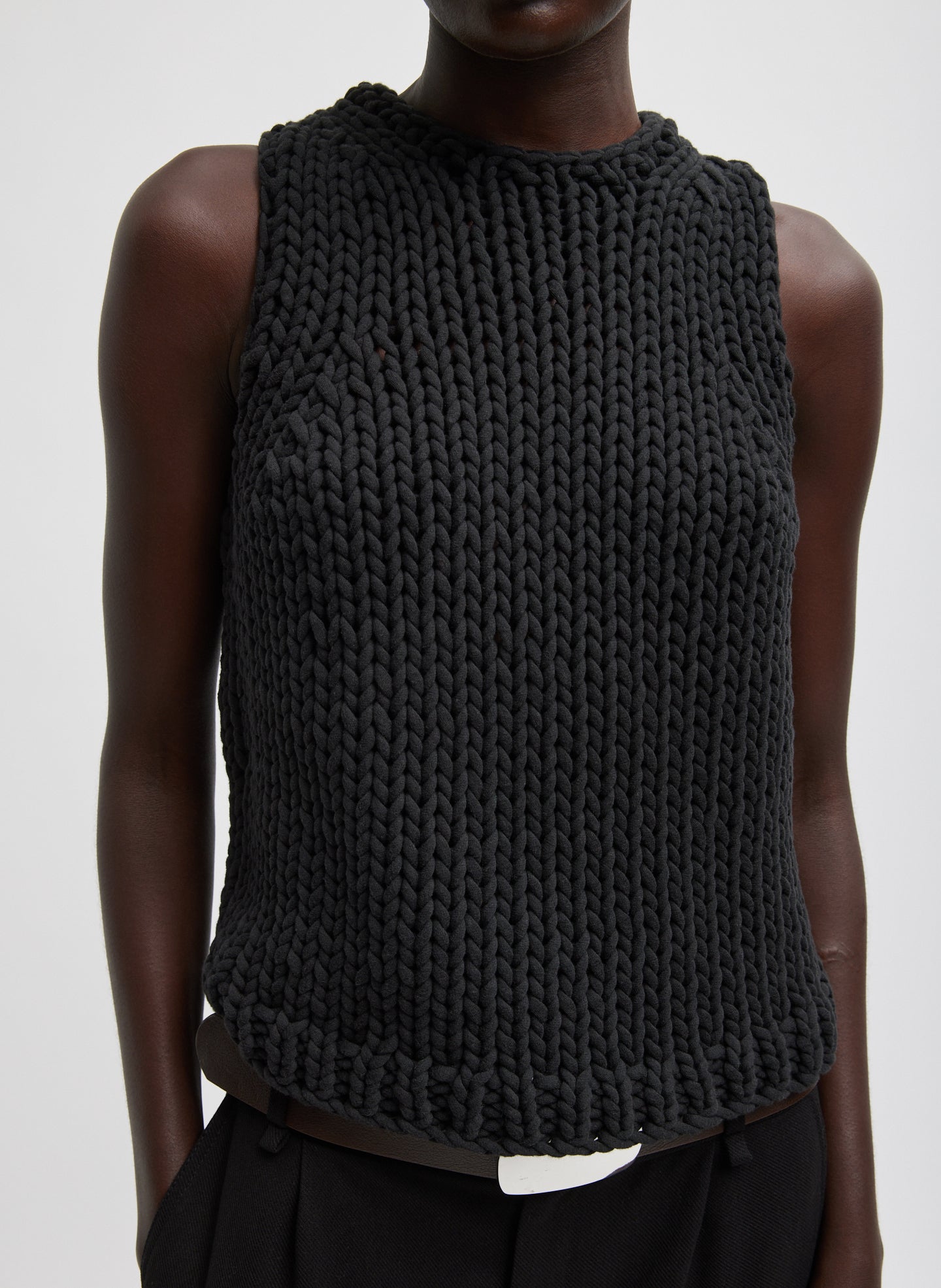 Deluxe Tube Yarn Sweater Tank - Black-1