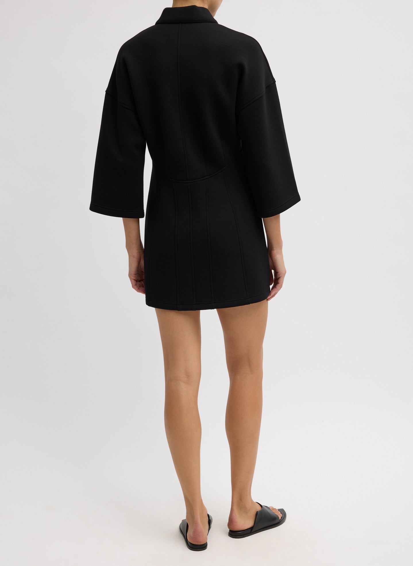 Bonded Viscose Zip Front Short Sleeve Slim Tunic – Tibi Official