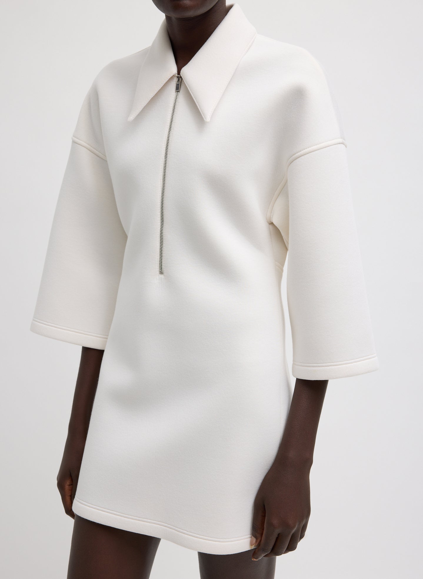 Bonded Viscose Zip Front Short Sleeve Slim Tunic – Tibi Official