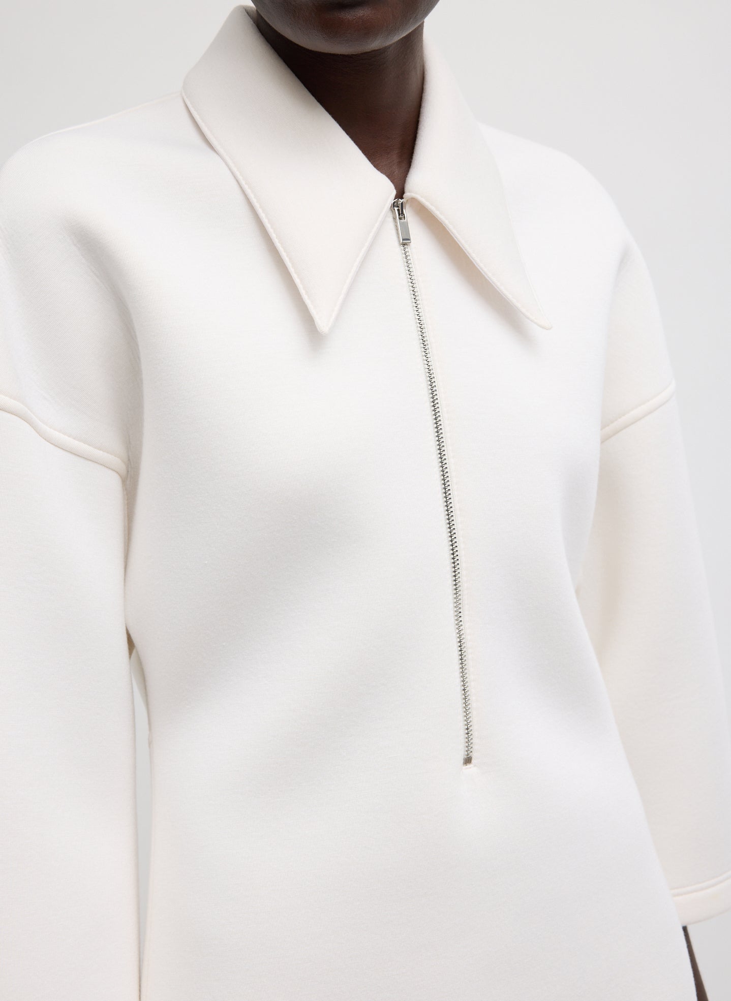 Bonded Viscose Zip Front Short Sleeve Slim Tunic – Tibi Official