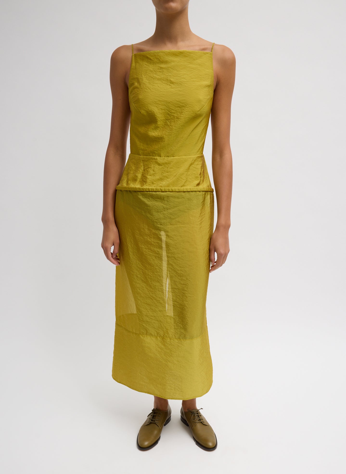 Dijon Chassis Hoop Strappy Dress - skirt lining removed, front view on model