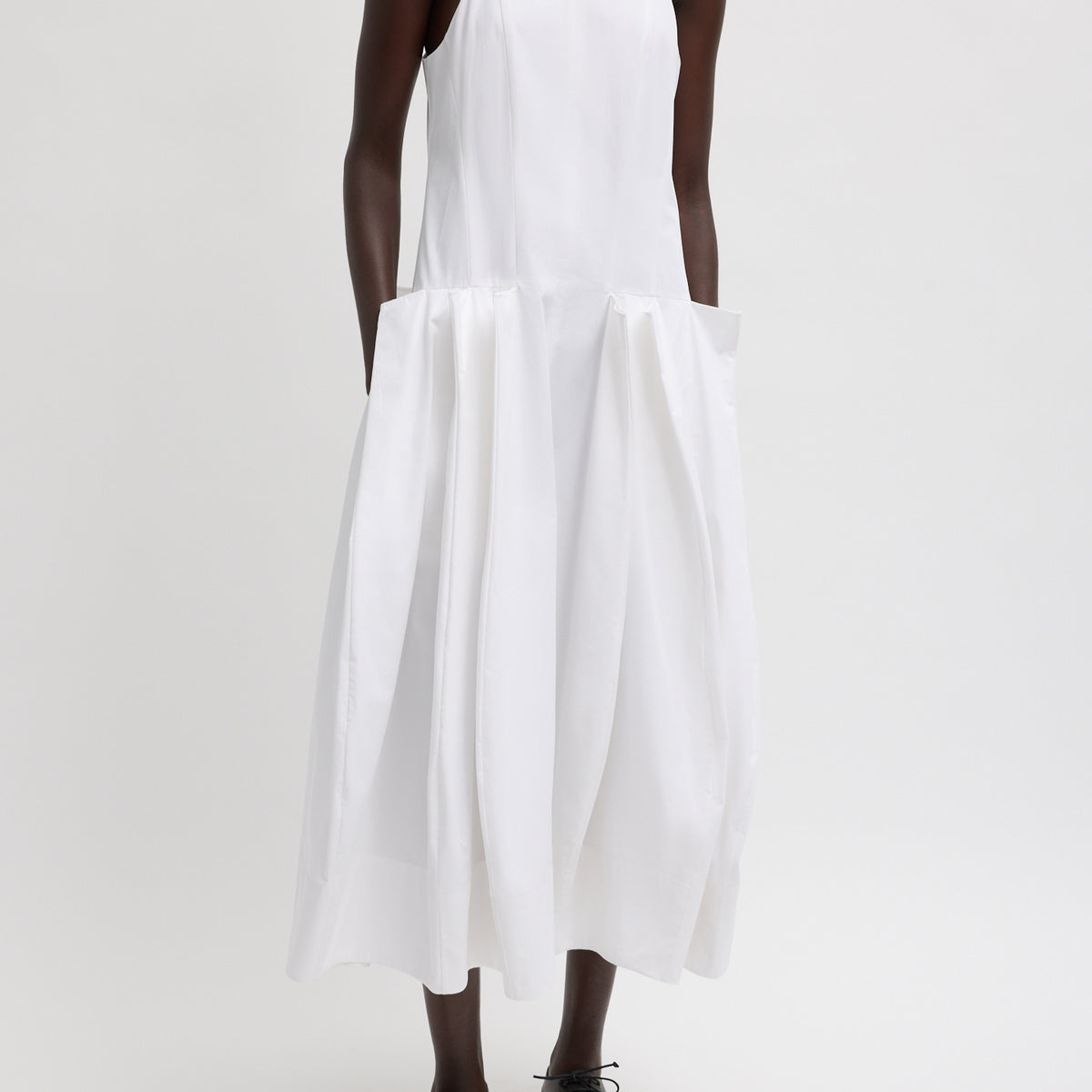 tibi eco silk pleated godet dress Tibi Luxe Eco Satin Godet Midi Skirt - Navy