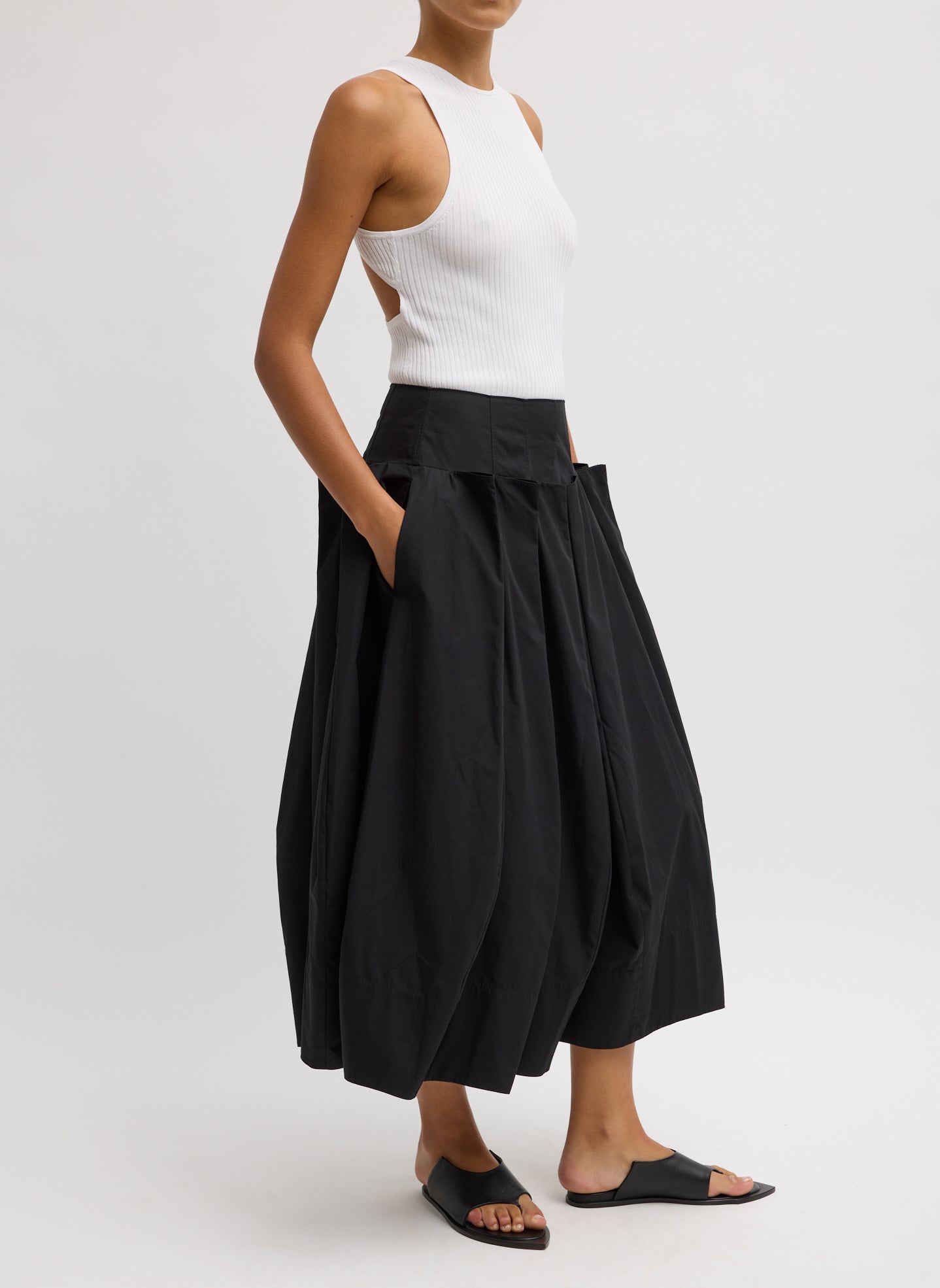 Compact Eco Poplin Pinched Pleat Full Skirt – Tibi Official