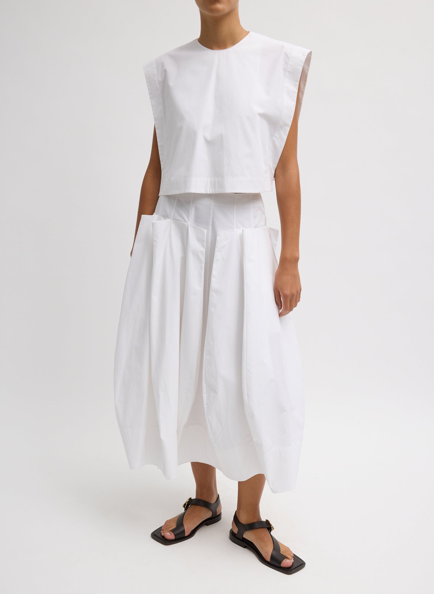Compact Eco Poplin Pinched Pleat Full Skirt – Tibi Official