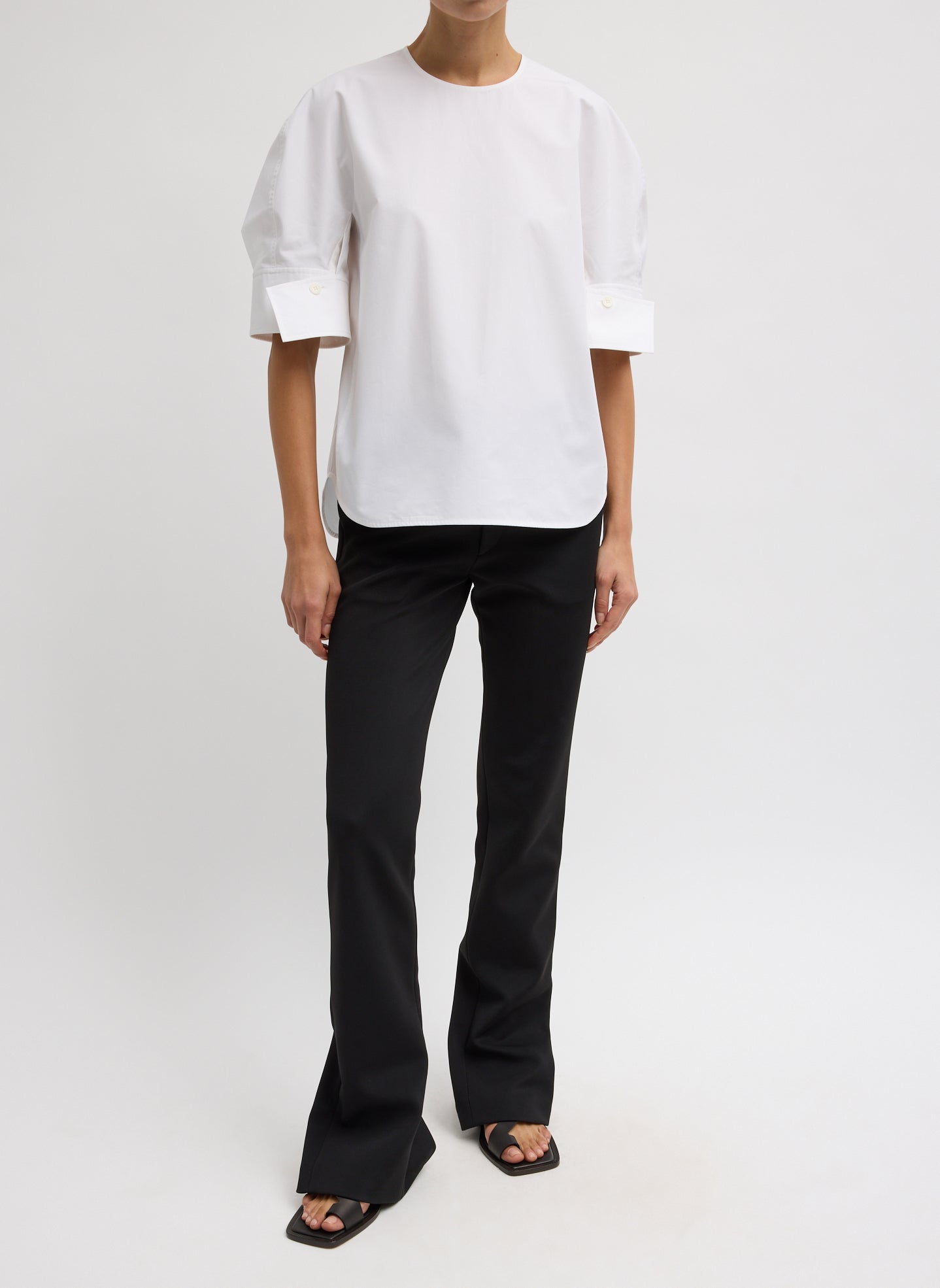 Compact Eco Poplin Reverse Sleeve Top – Tibi Official