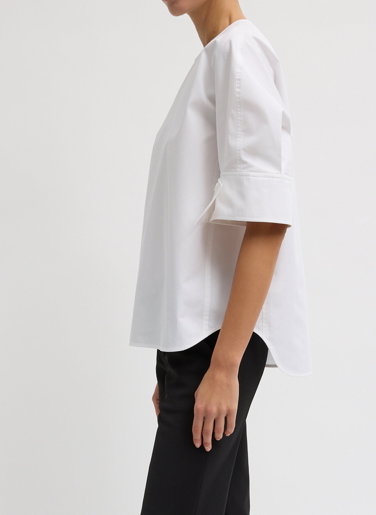 Compact Eco Poplin Reverse Sleeve Top – Tibi Official