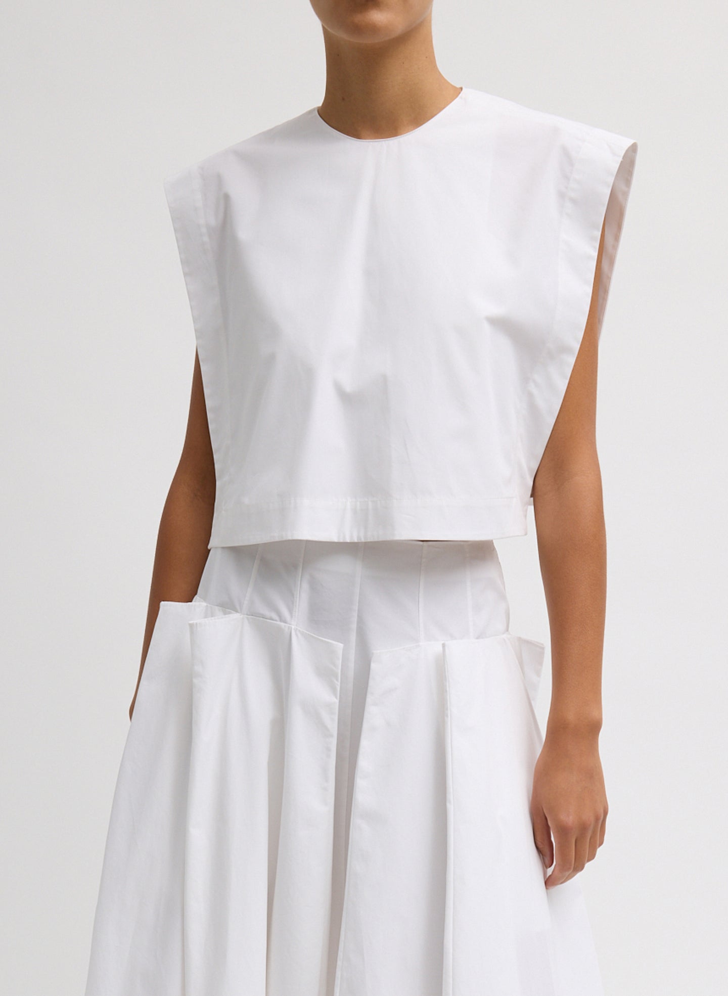 Compact Eco Poplin Cropped Square Top – Tibi Official