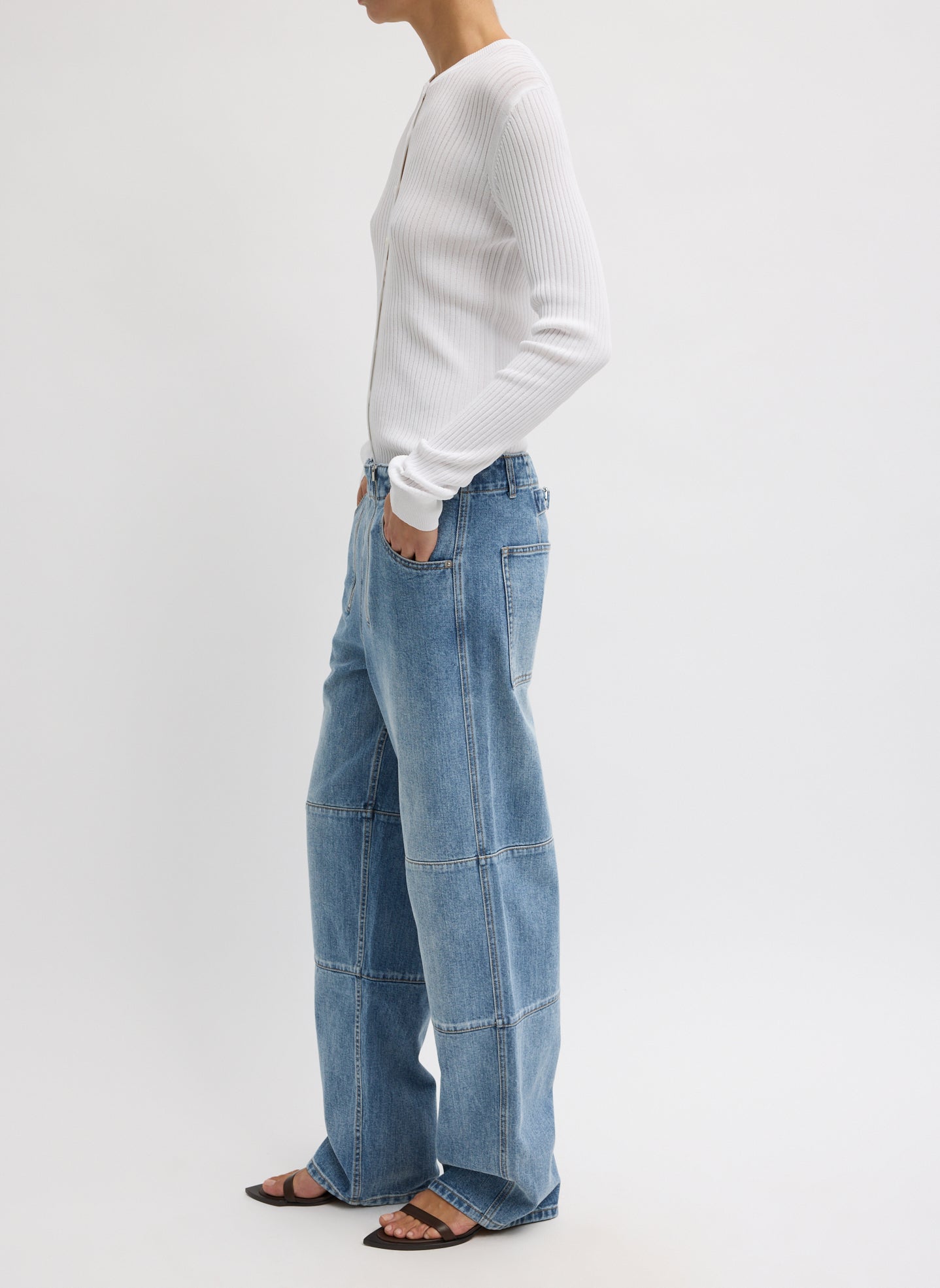 Classic Wash Denim Fischer Jean - side view on model