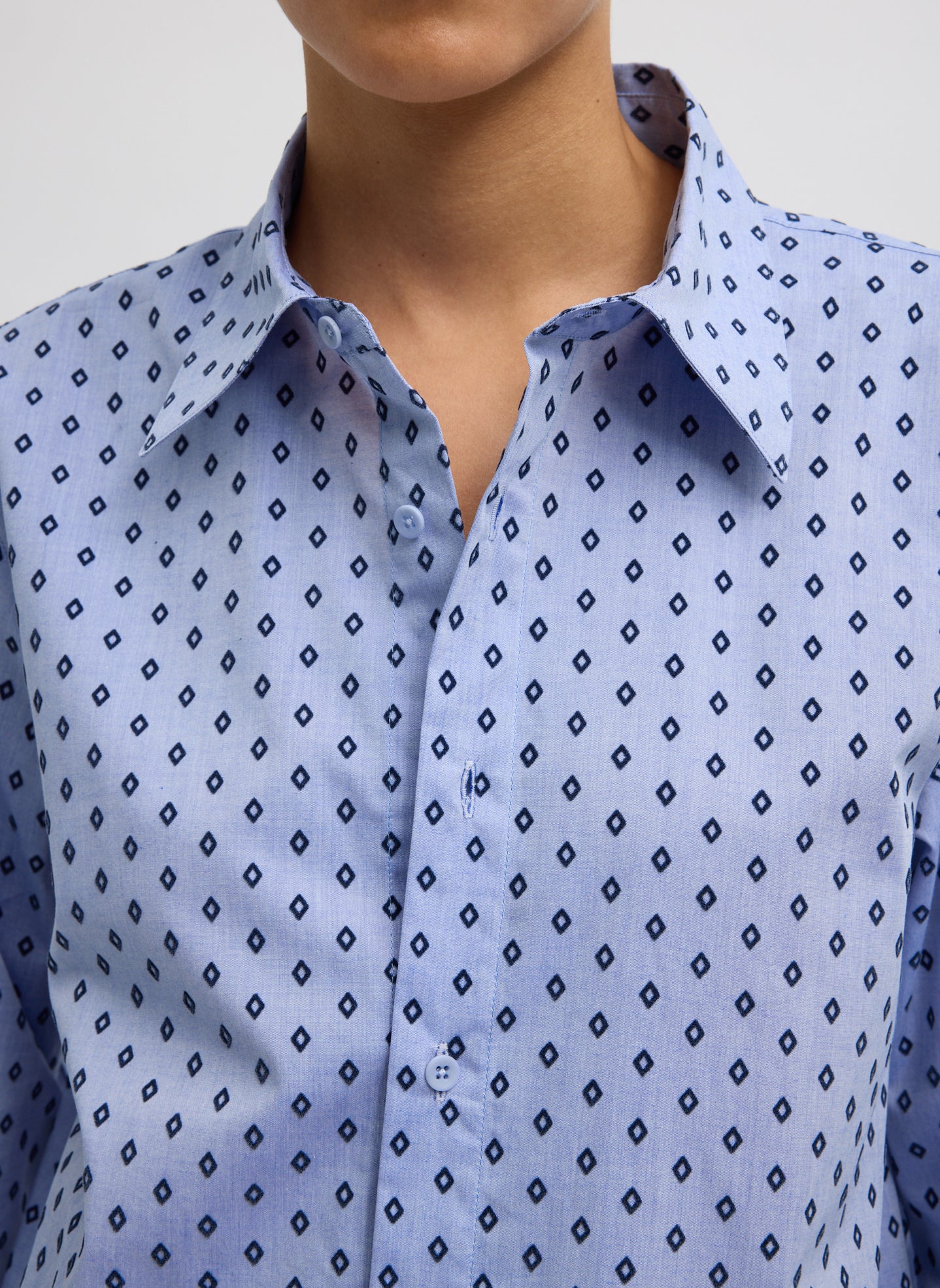 Blue Flocked Oxford Classic Men's Shirt - closeup of print