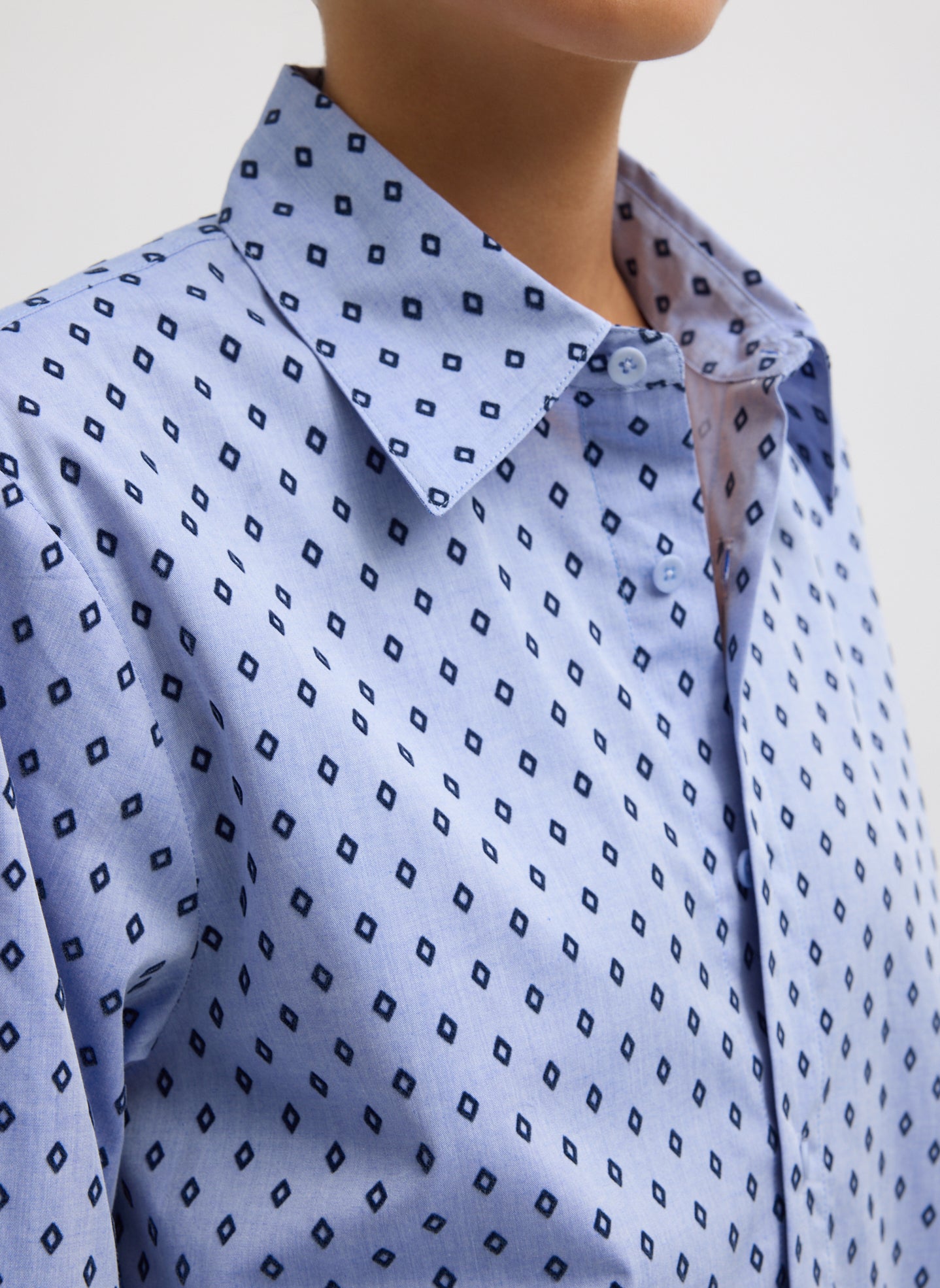 Blue Flocked Oxford Classic Men's Shirt - closeup of collar
