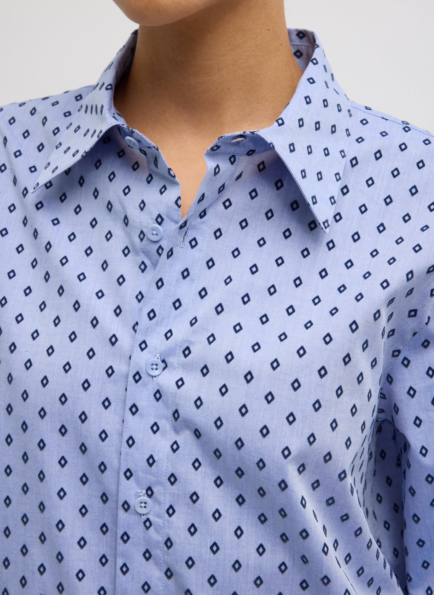 Blue Flocked Oxford Classic Men's Shirt - closeup of collar