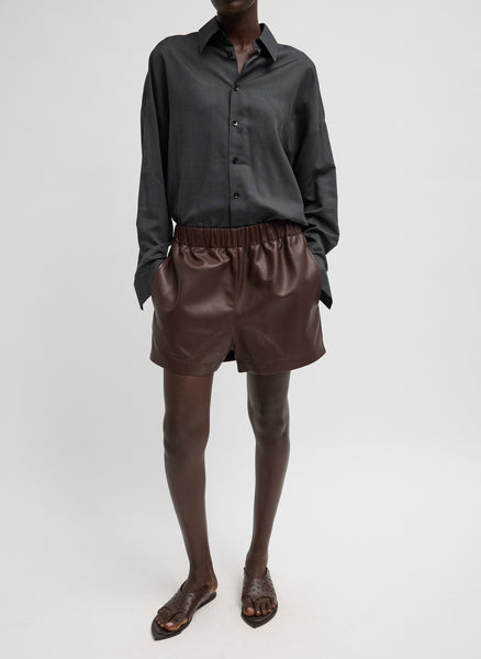 Leather Pull On Short Brown / M / S126LP4058