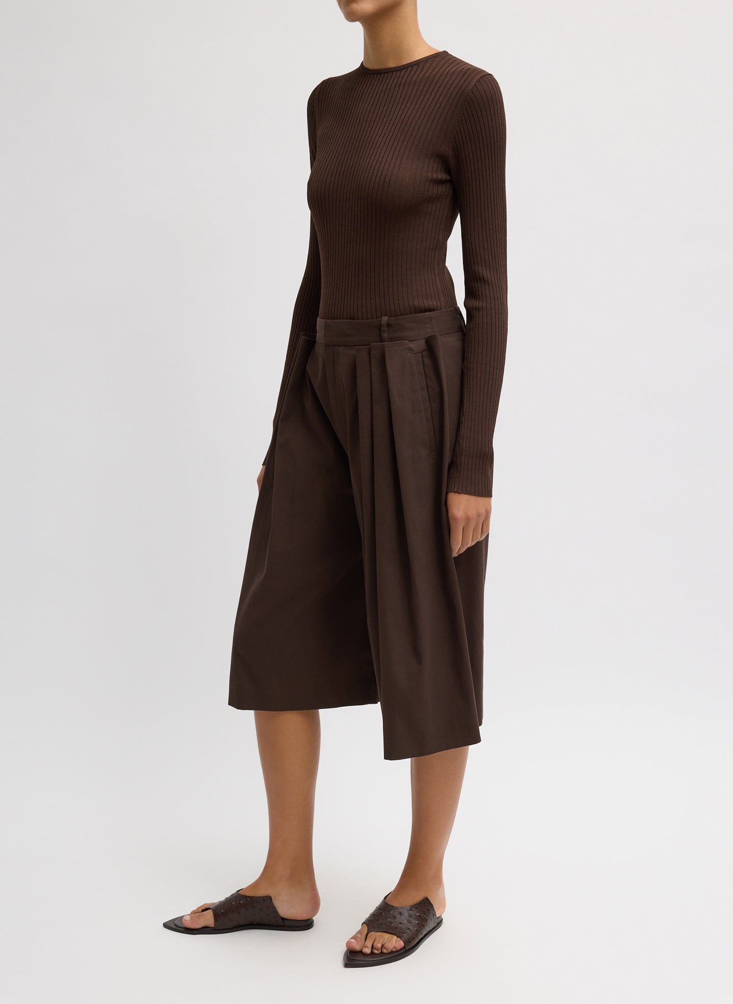 Luxe Spring Twill Tucked Pleated Wide Leg Short – Tibi Official