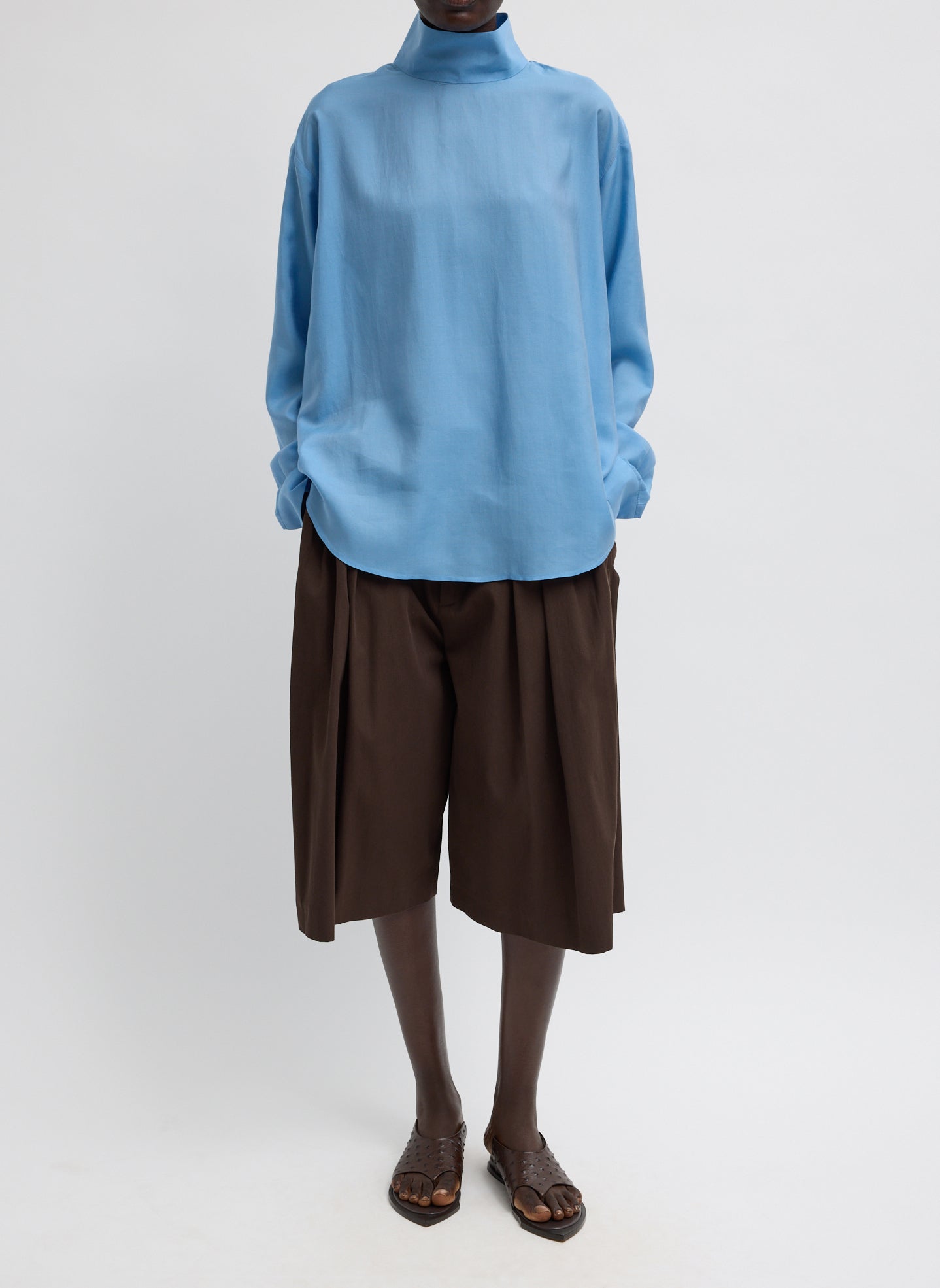 Luxe Spring Twill Tucked Pleated Wide Leg Short – Tibi Official