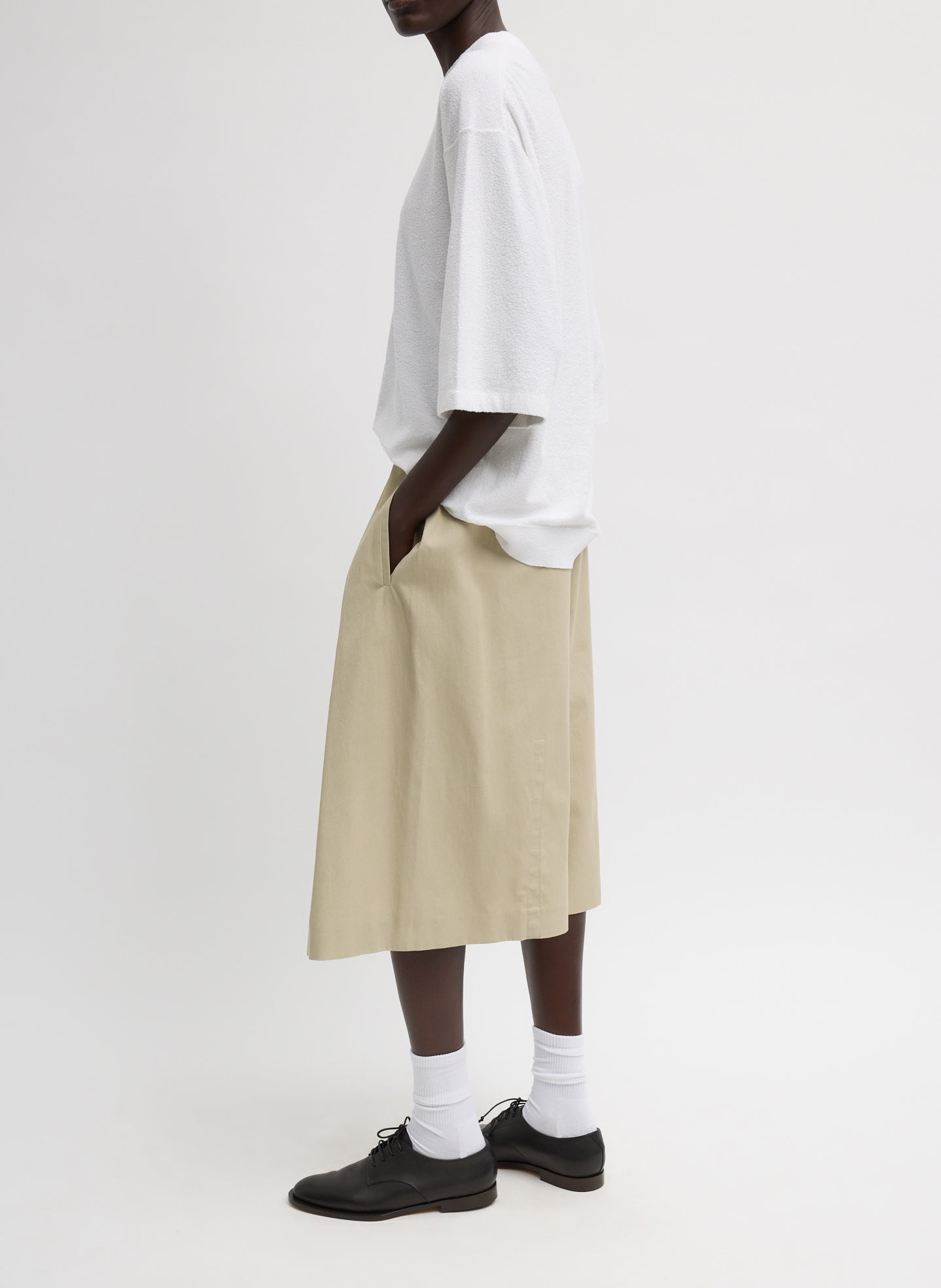 Luxe Spring Twill Tucked Pleated Wide Leg Short – Tibi Official