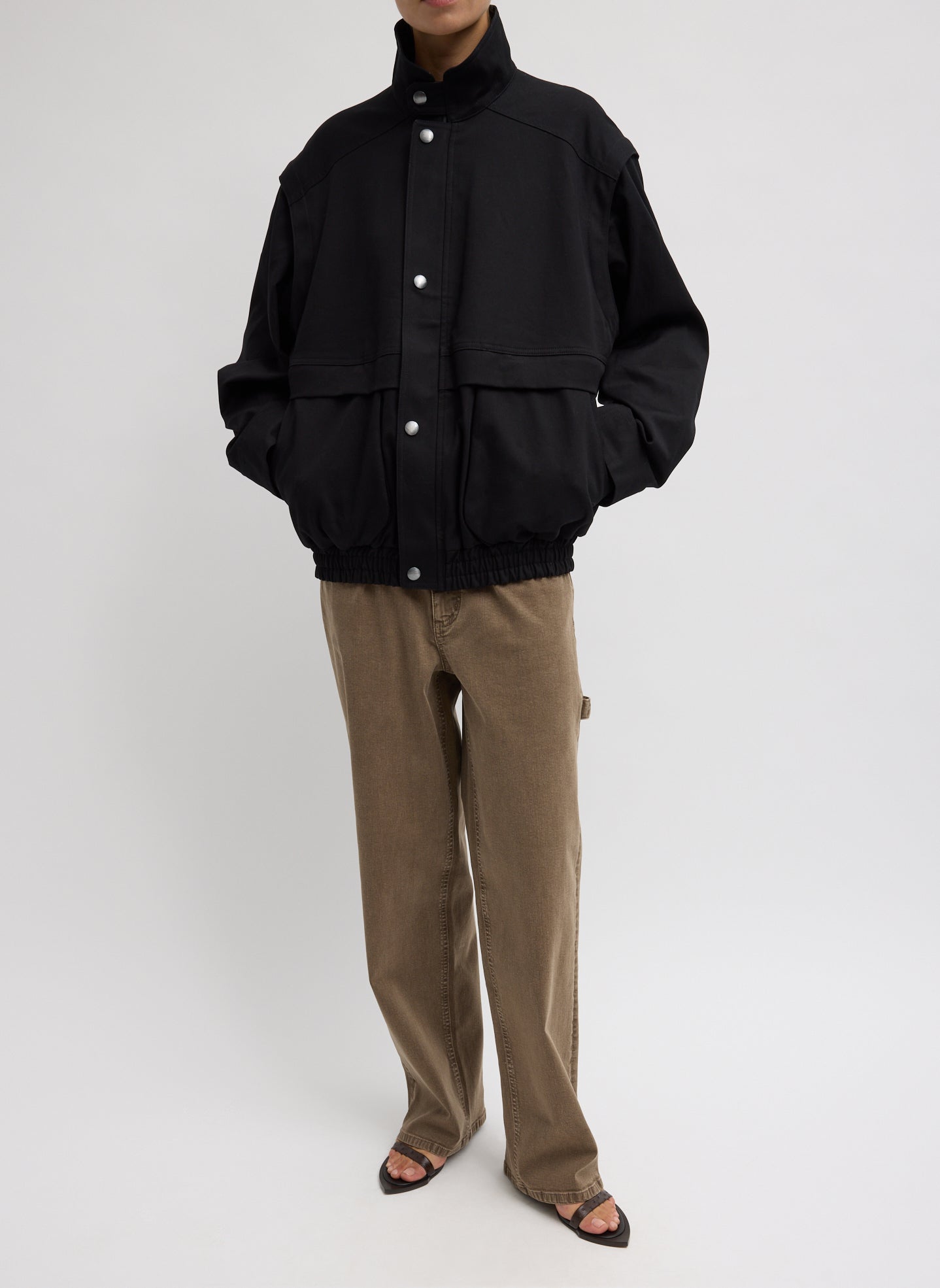 TIBI SS25コットン スクエアネック ジャケット 2 バーガンディ Patchwork Twill Slicker Jacket – Tibi Official