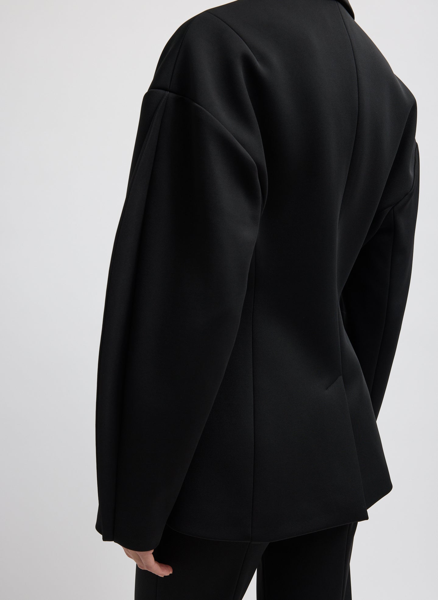 Black Spring Bonded Twill Sculpted Blazer - back view on model
