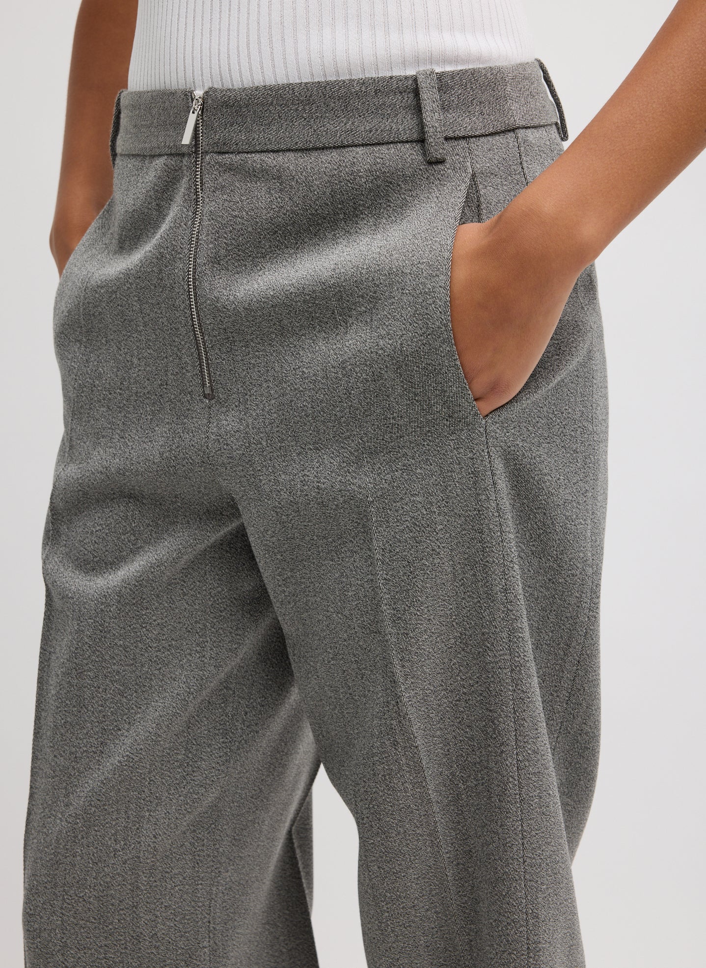 新品Tie.me doublezip pleated onepiece GRAY Structured Wool Zip Front Trouser – Tibi Official
