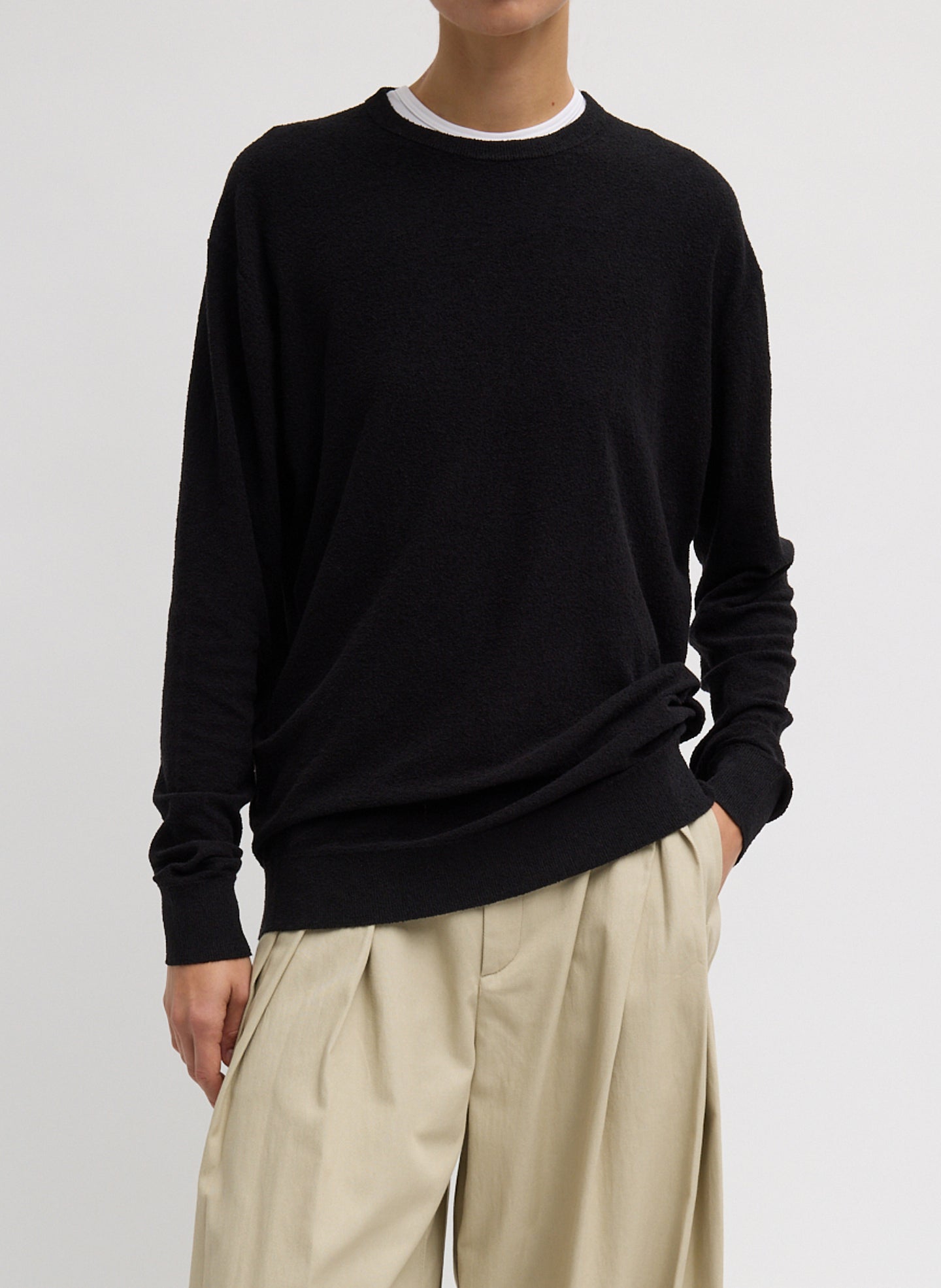 Sable Perfect Men's Pullover - Black Sable Perfect Men's Pullover - long sleeve knit t-shirt, front view on model