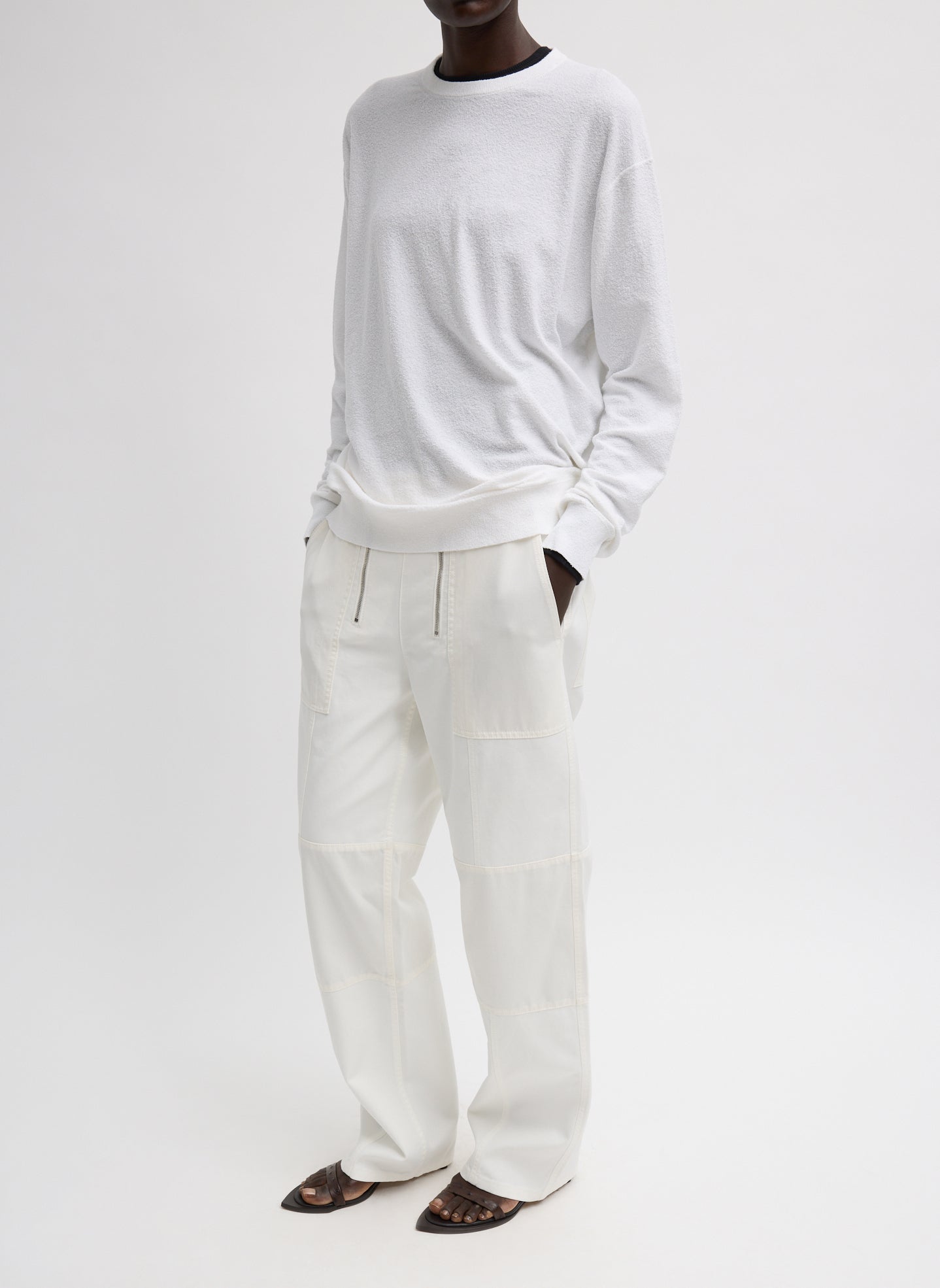 White Sable Perfect Men's Pullover - full look, front view on model