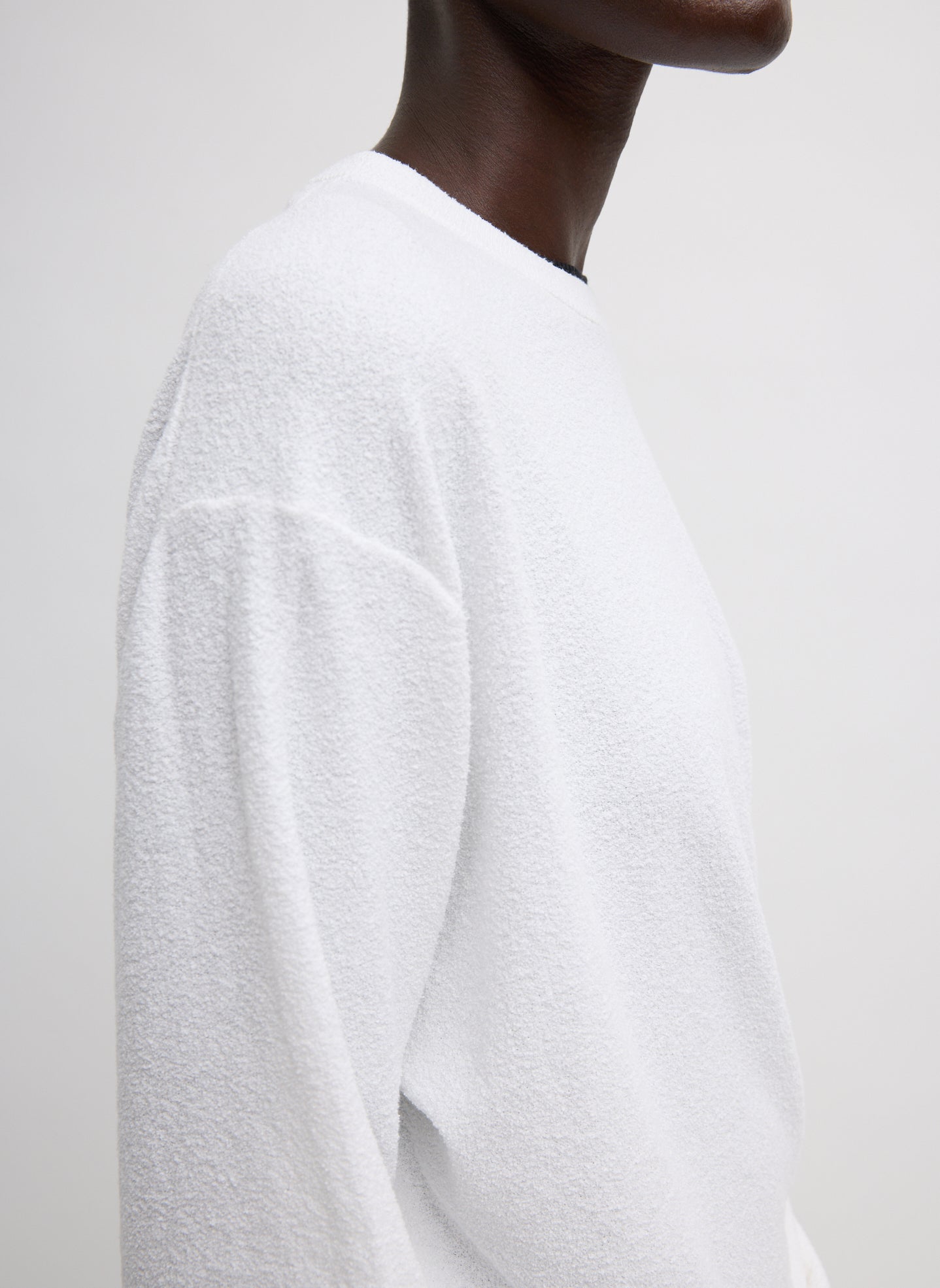 White Sable Perfect Men's Pullover - closeup of fabrication detail