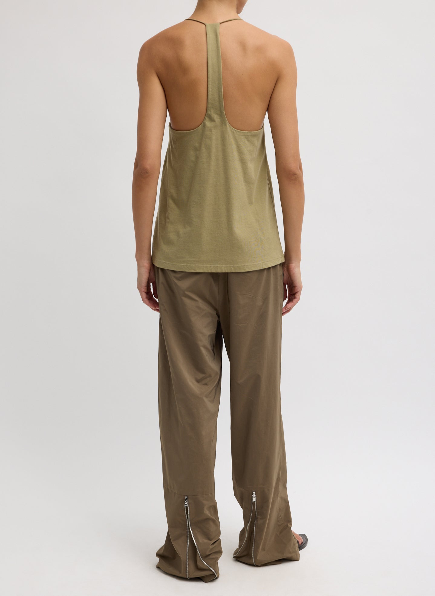 Fennel Racerback Tank Top - full look, back view on model