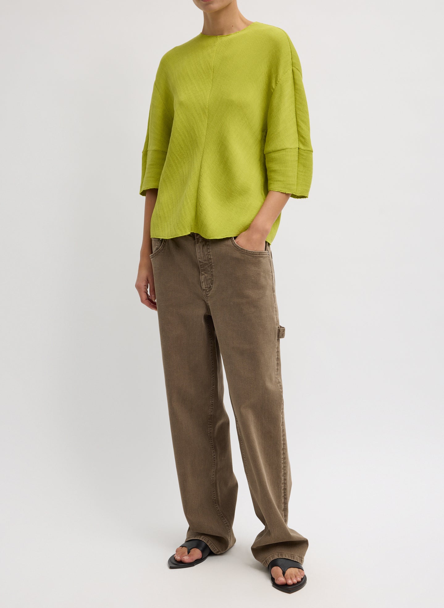 Viscose Plisse Hinged Short Sleeve Top – Tibi Official