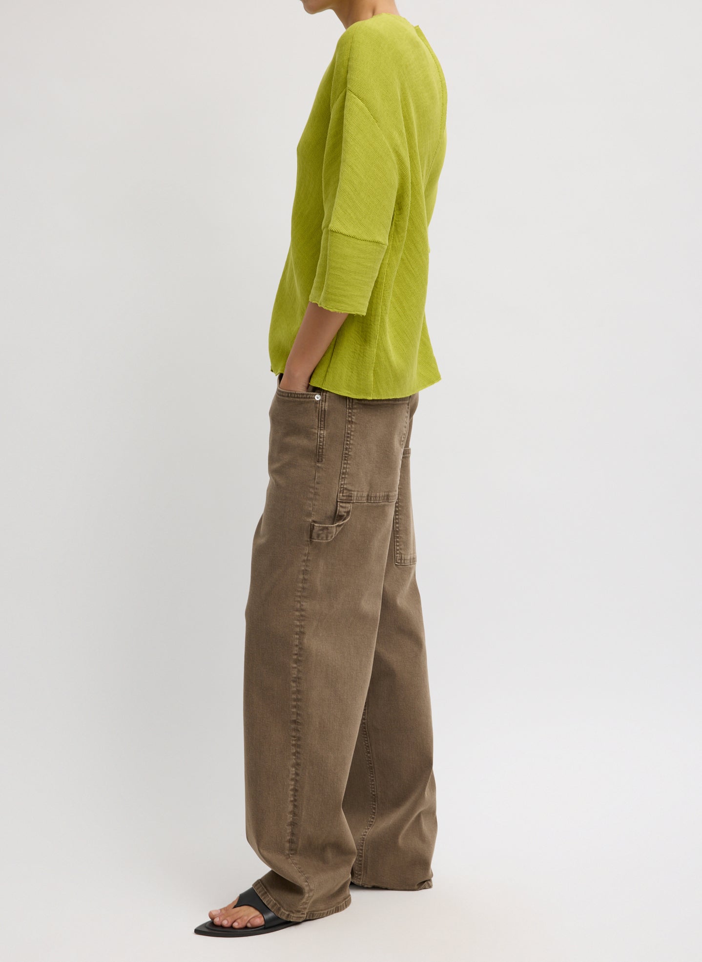 Viscose Plisse Hinged Short Sleeve Top – Tibi Official