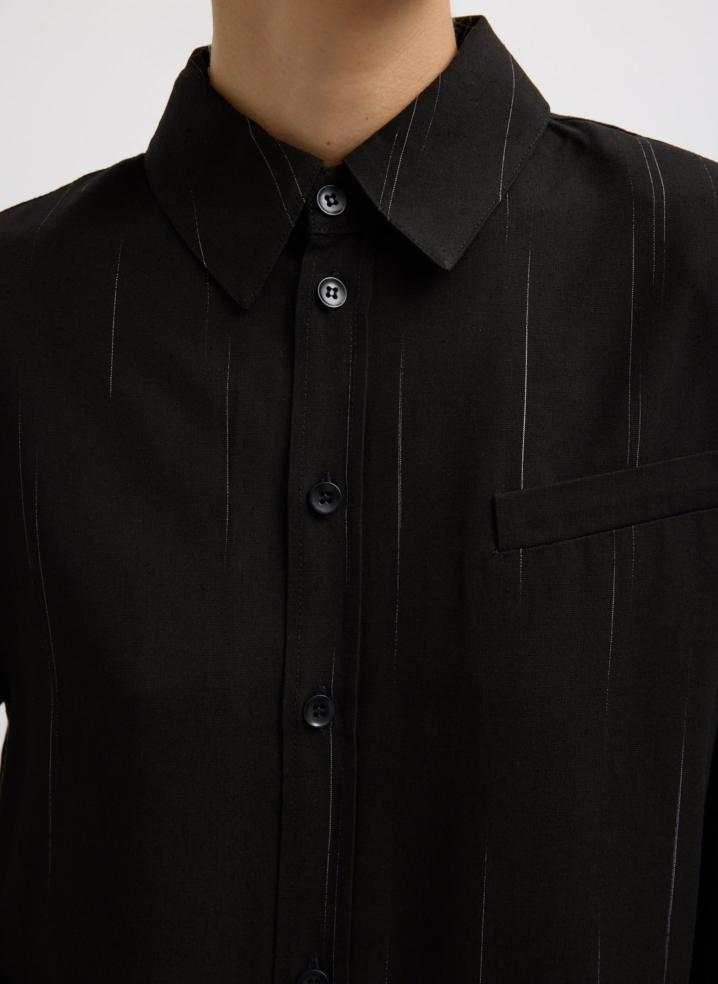 Viscose Suiting Detached Shirt - long sleeve button down, closeup of collar