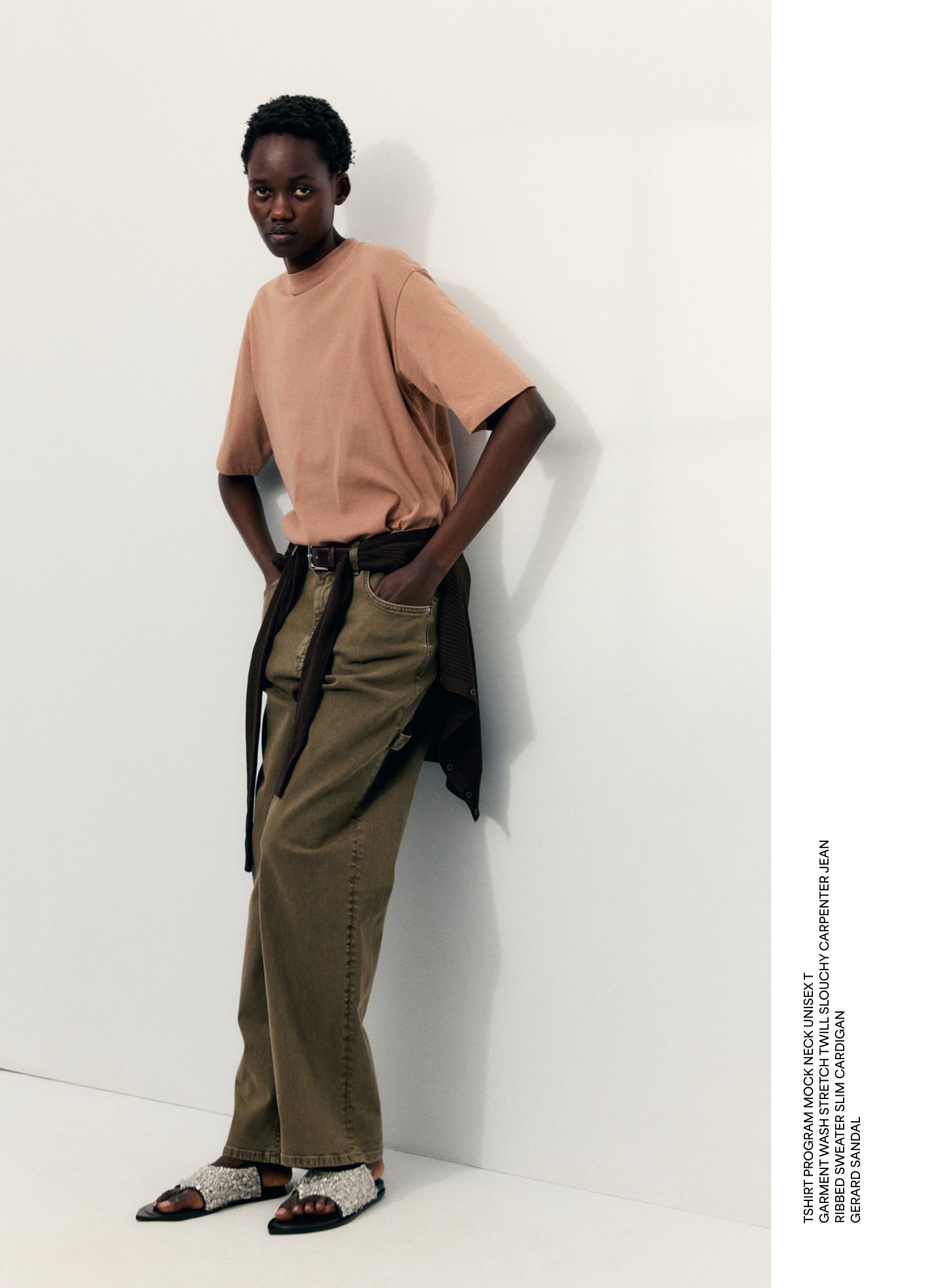 Butterscotch Mock Neck Unisex T-Shirt - editorial image on model