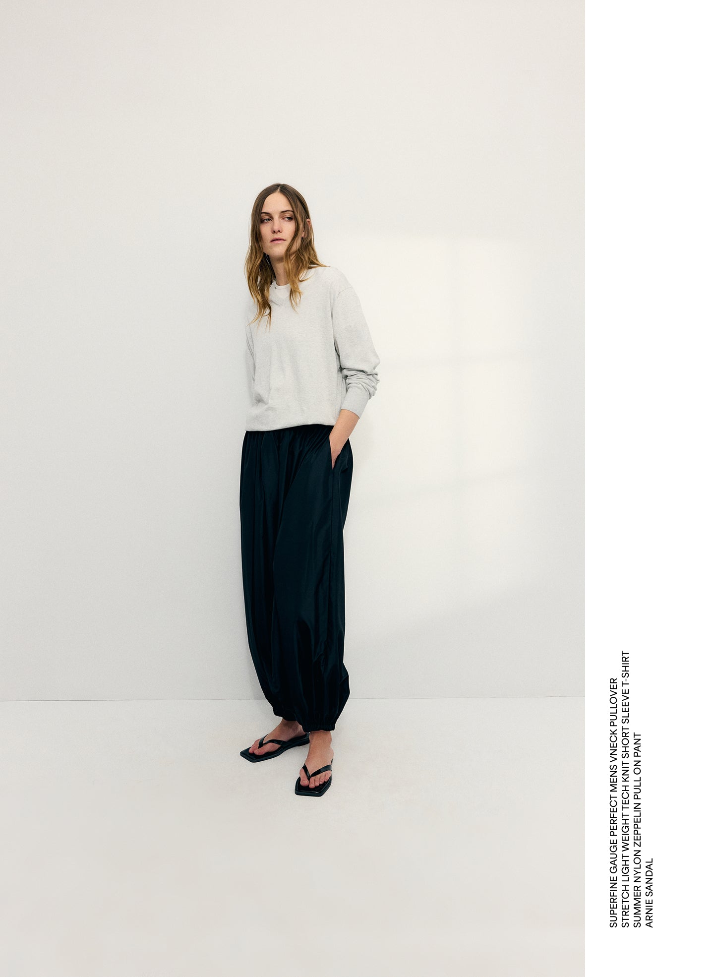 Black Summer Nylon Zeppelin Pant - editorial image on model