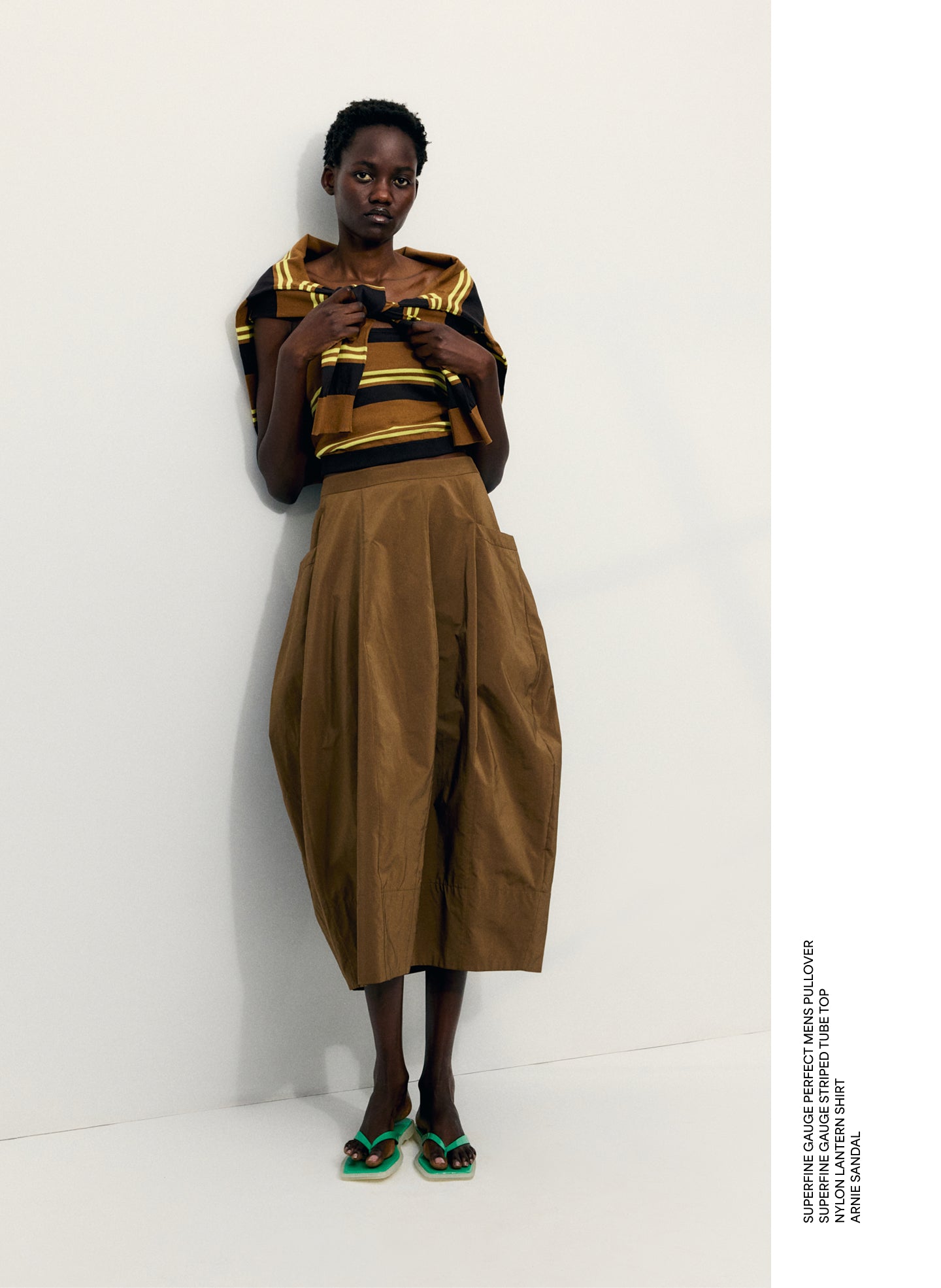 Nylon Lantern Skirt - editorial image on model