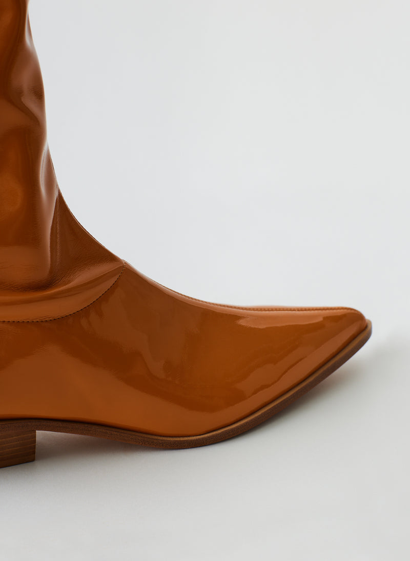 Bronson Faux Patent Leather Boot - Regular Calf – Tibi Official